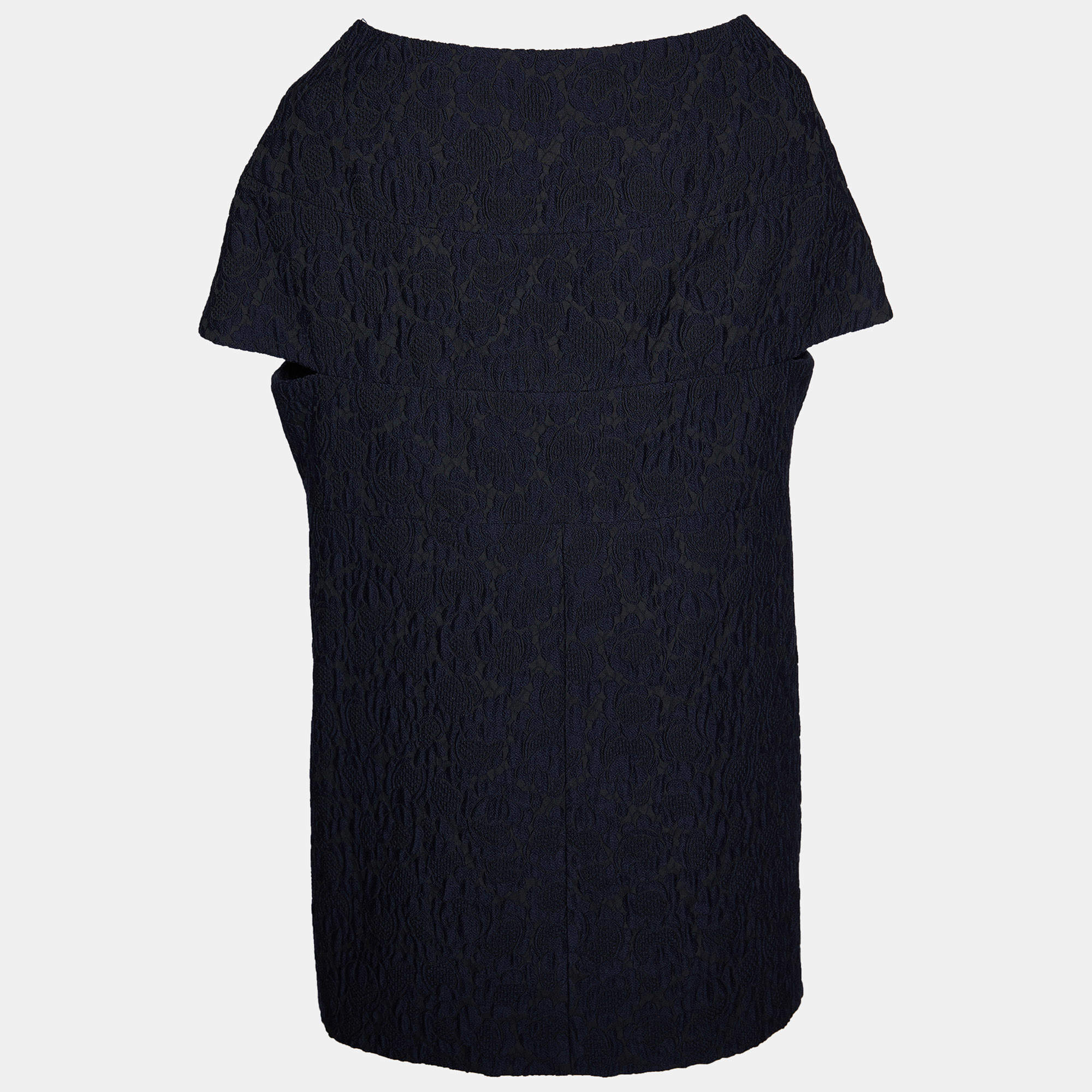 Marni Navy Blue Floral Jacquard Hook Front Jacket M