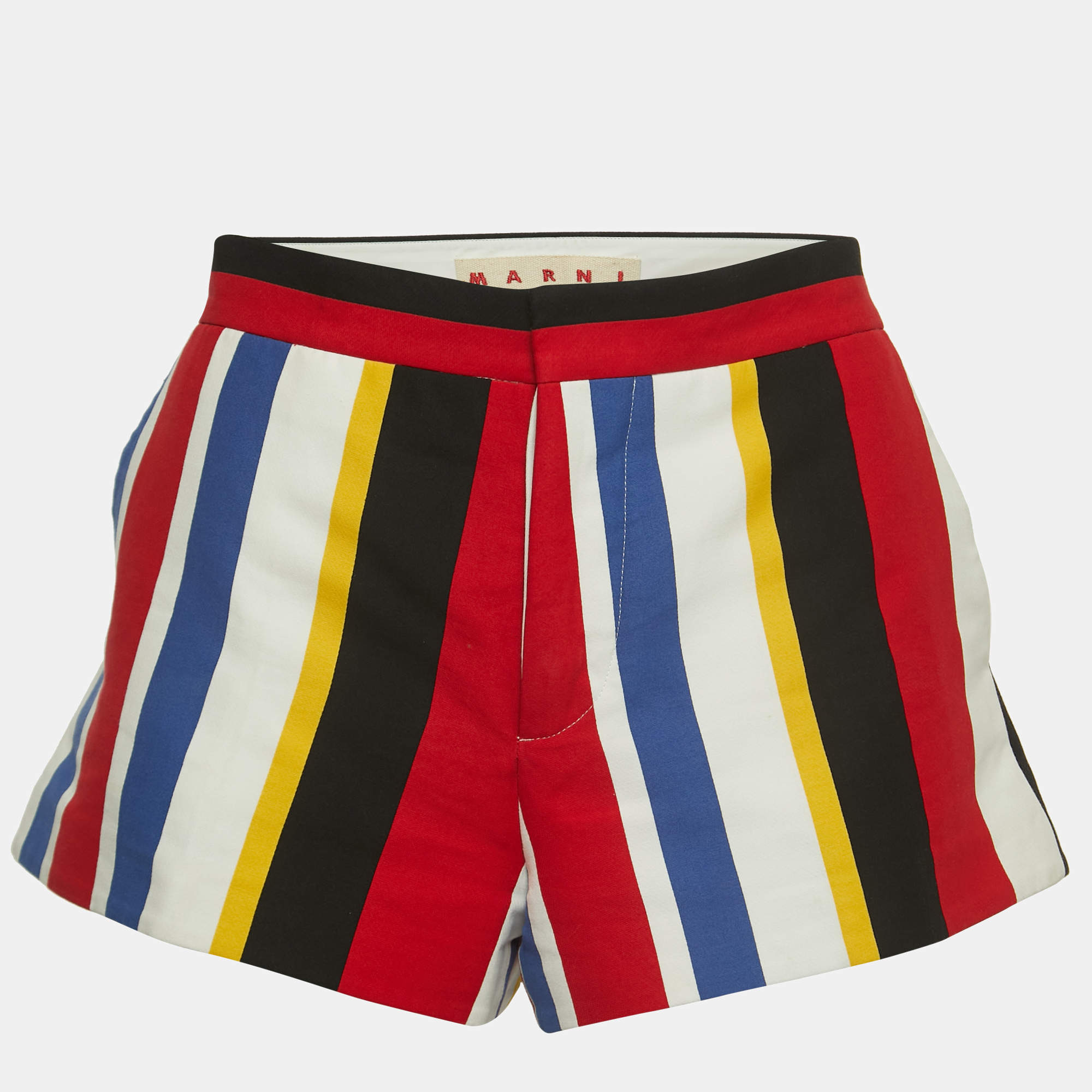 Marni Multicolor Wide Striped Cotton Shorts M