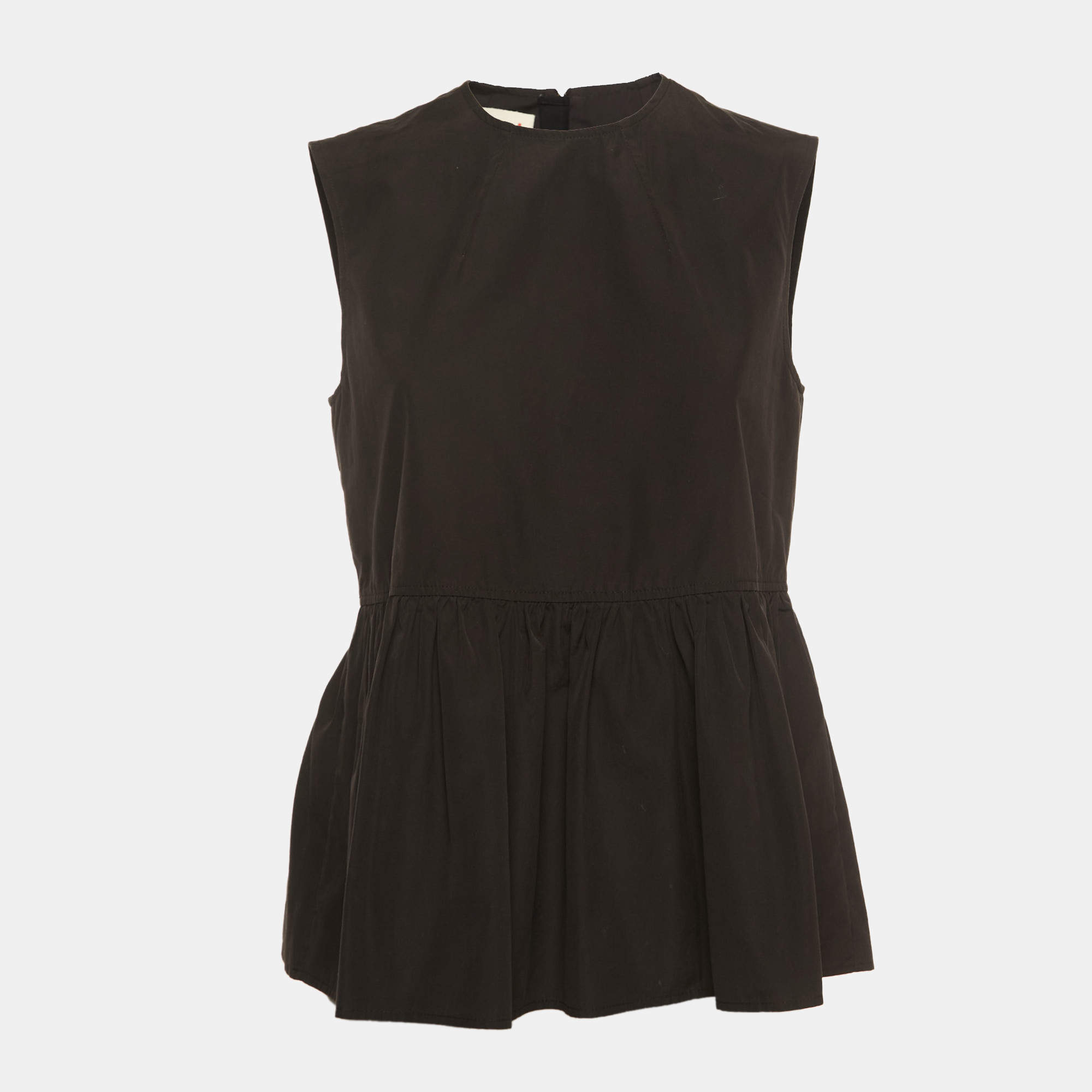 Pre Owned Marni Black Cotton Sleeveless Peplum Top S