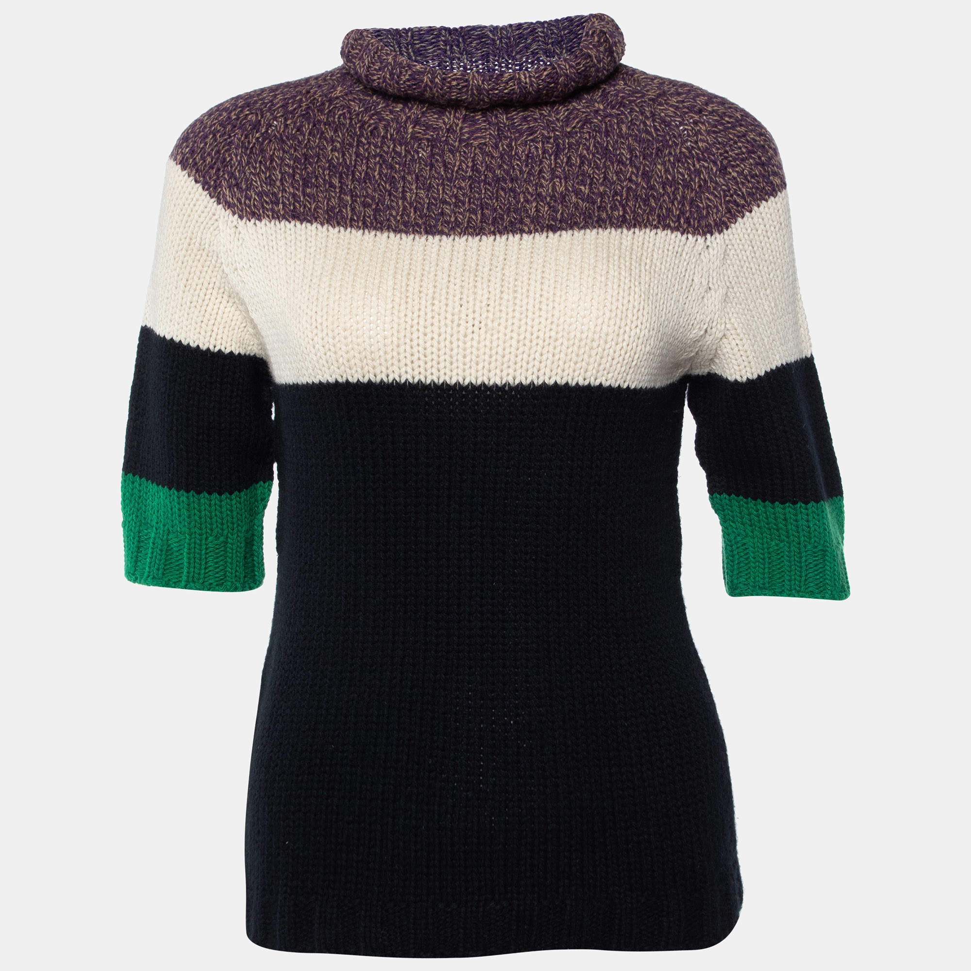 Pre Owned Marni Black Colorblock Wool & Cashmere Knit Sweater S