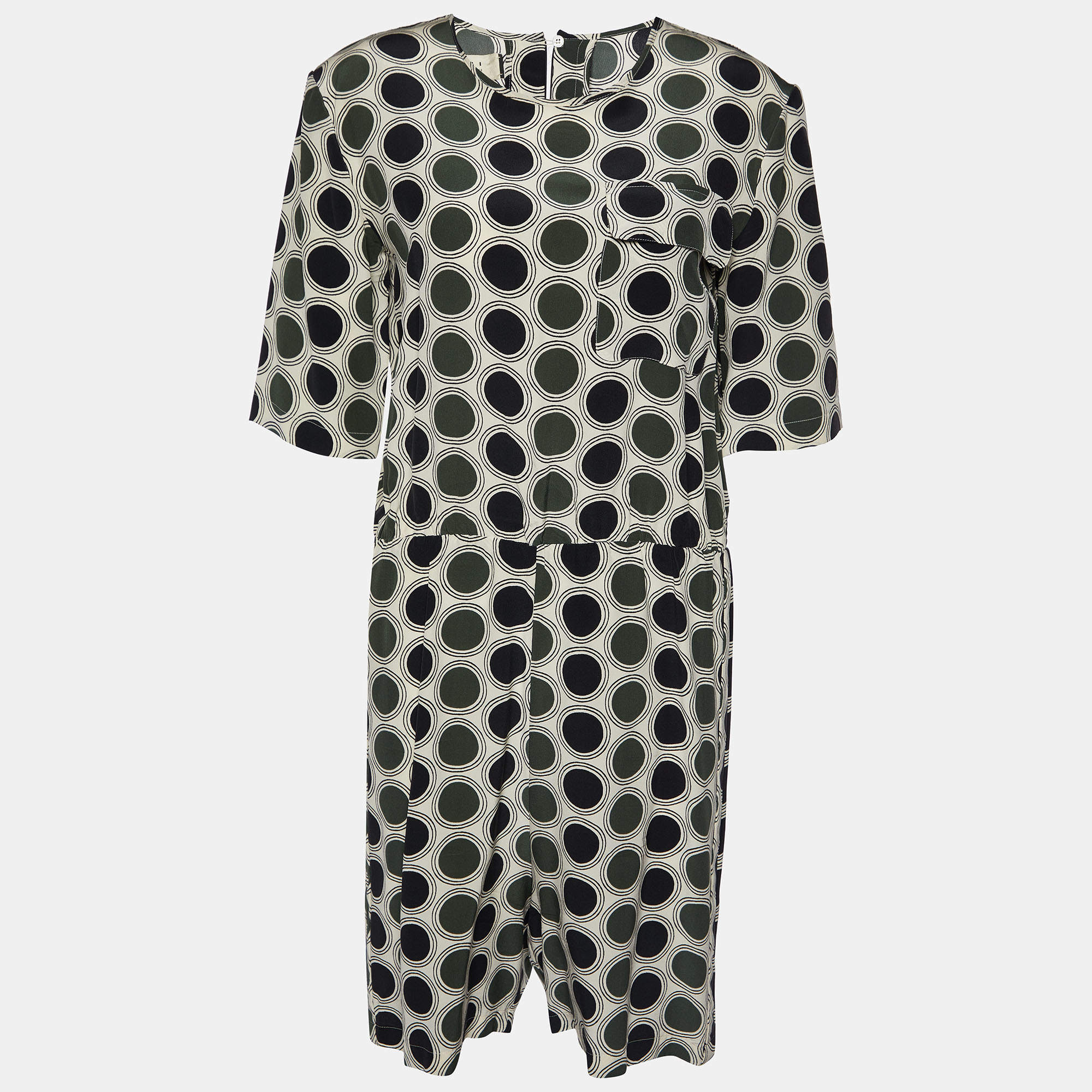 Marni Cream Dot Print Silk Playsuit S