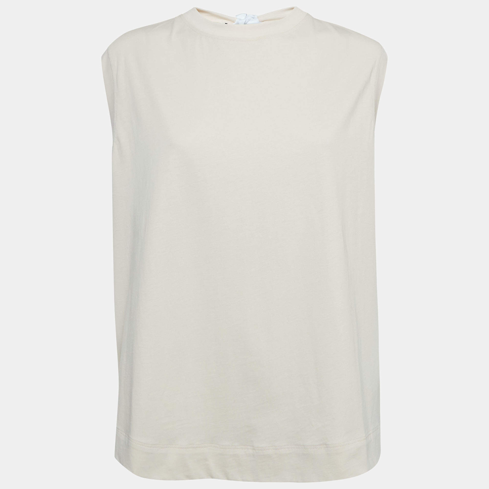 Pre Owned Marni Beige Open Back Tie-Up Cotton Sleeveless T-Shirt M