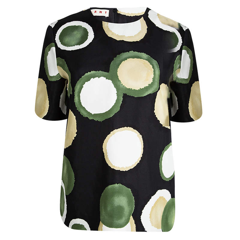 Marni Black Printed Oversized Short Sleeve Top S