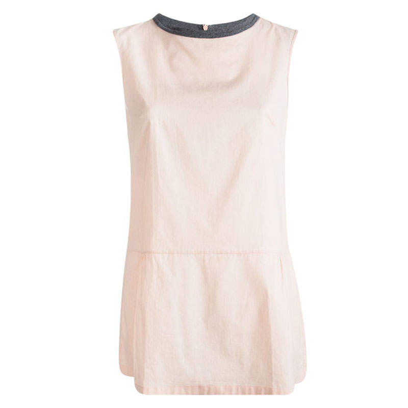 Marni Blush Pink Cotton Gathered Sleeveless Top M
