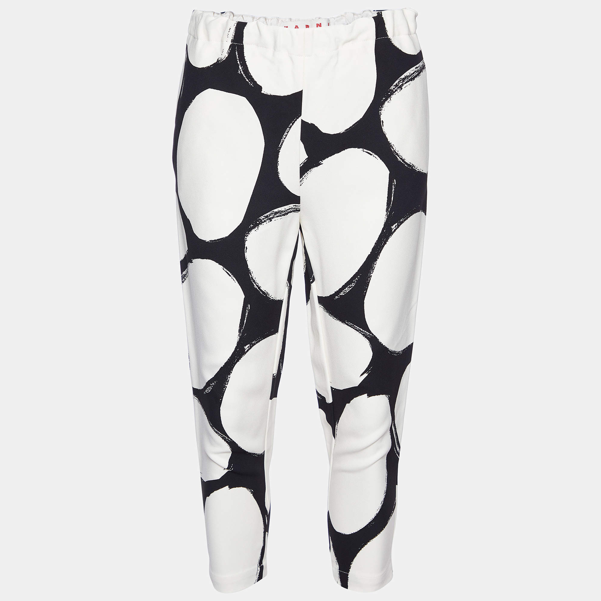 Marni Black/White Pebbles Print Crepe Cady Trousers S