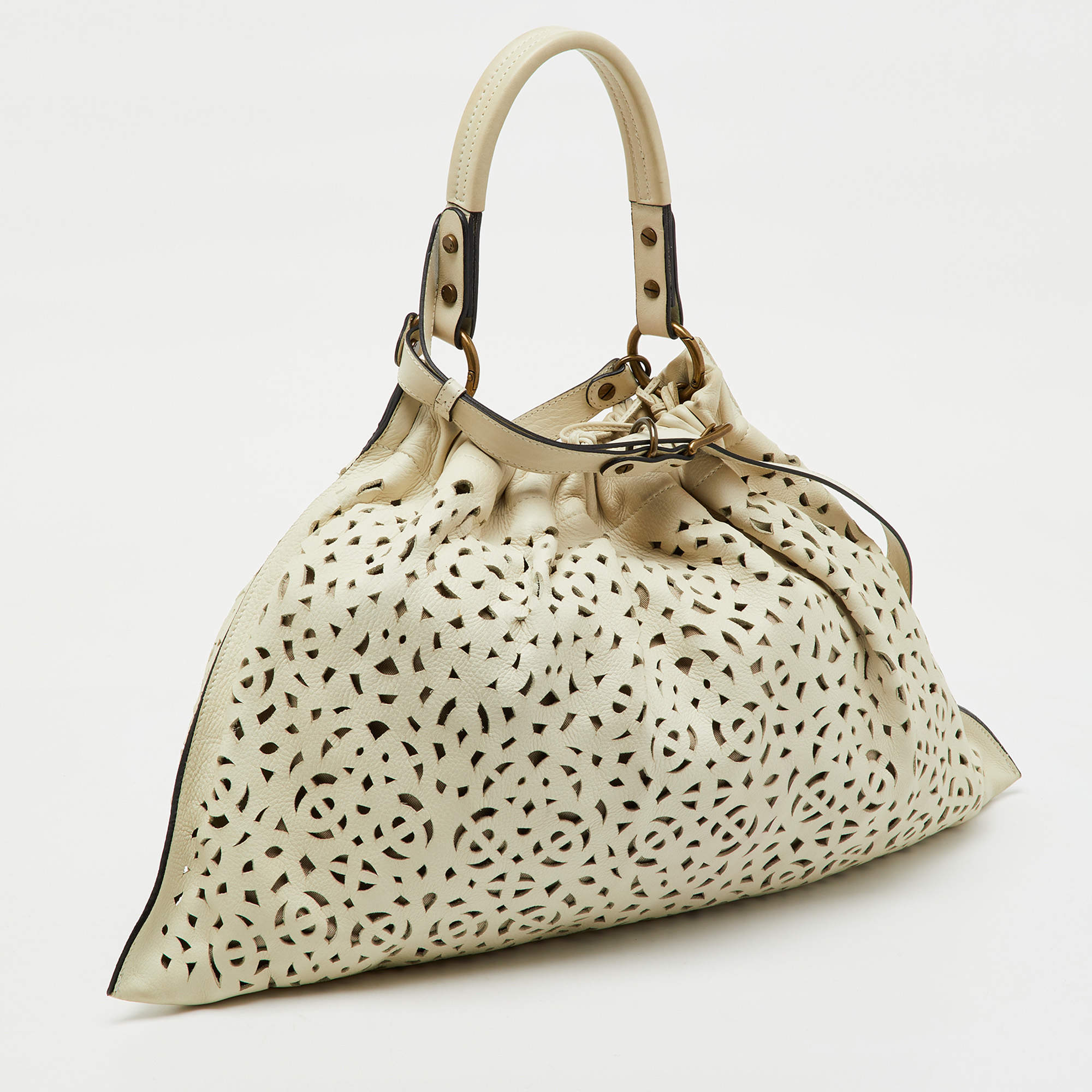 Marni Off White Leather Cutout Oversized Shoulder Bag Marni