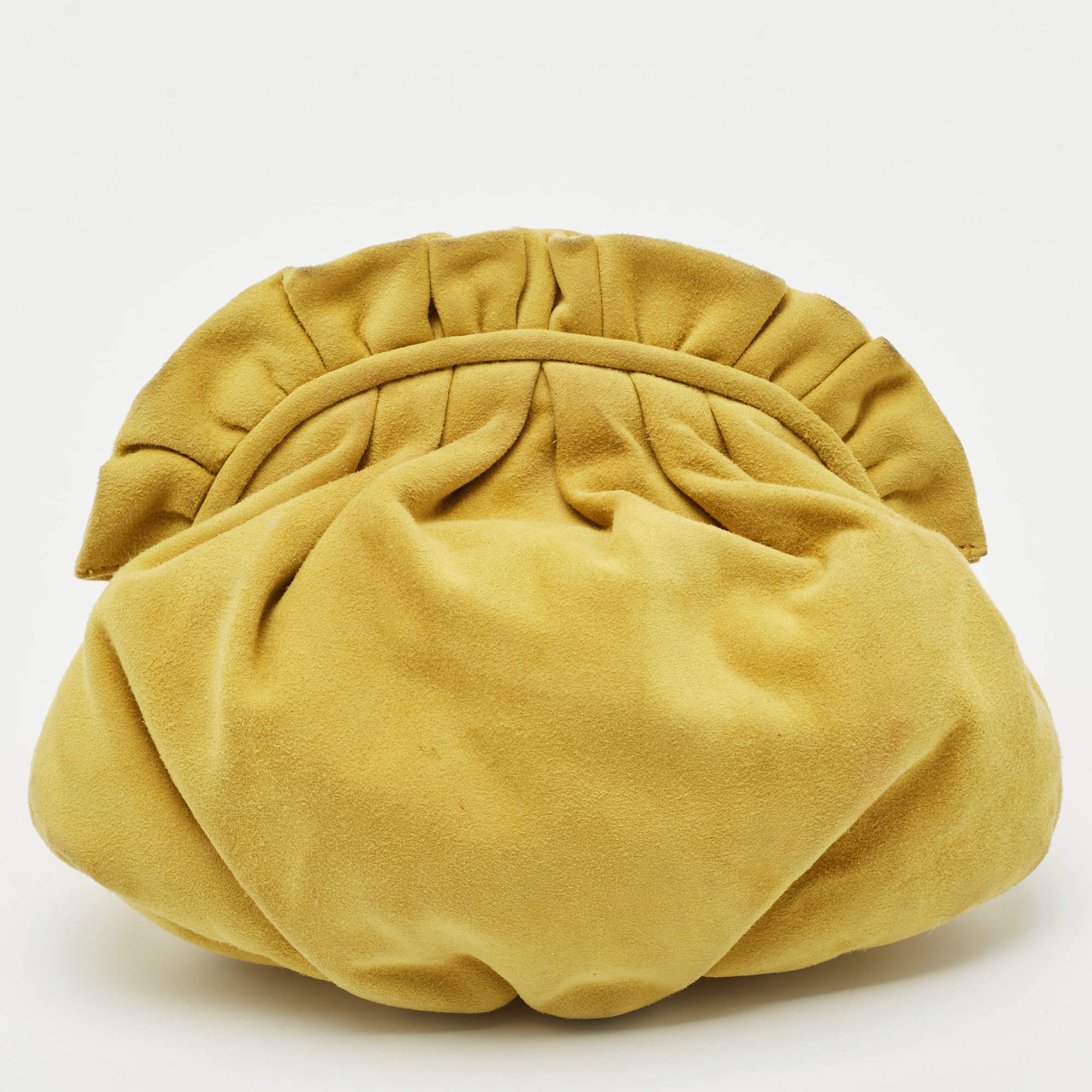 Marni Yellow Raffled Suede Pouch