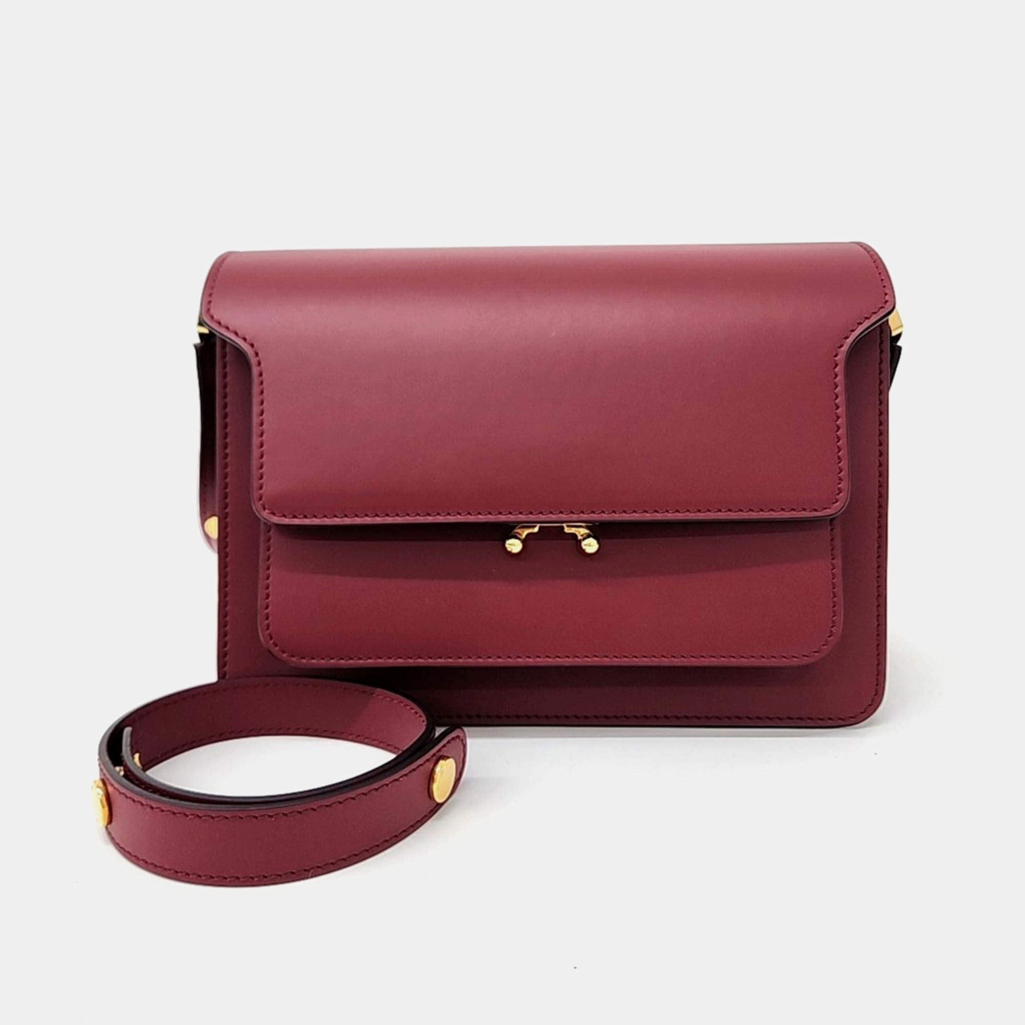 Pre Owned Marni Burgundy Leather Marni trunk Bag