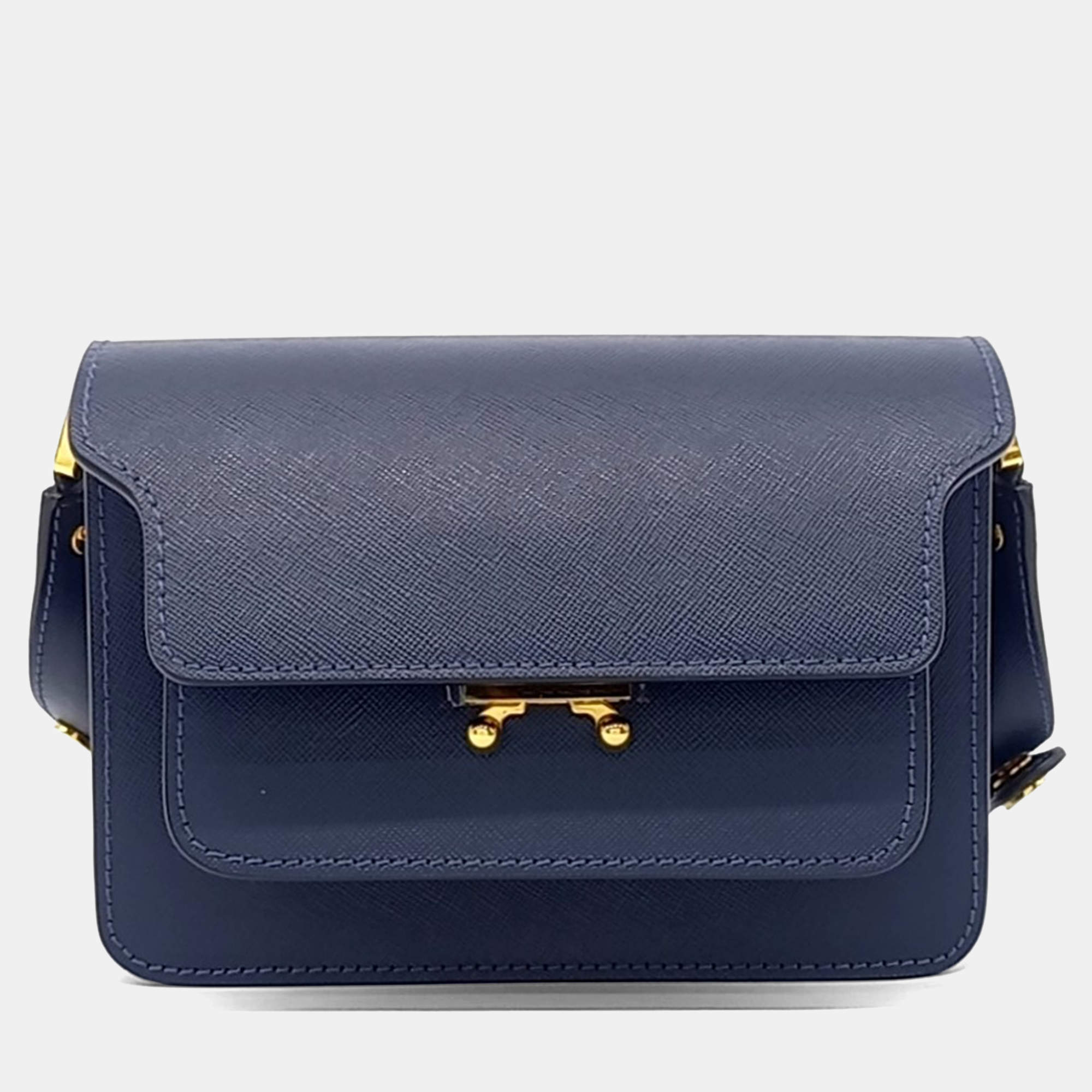 Pre Owned Marni Blue Leather Mini Trunk Bag