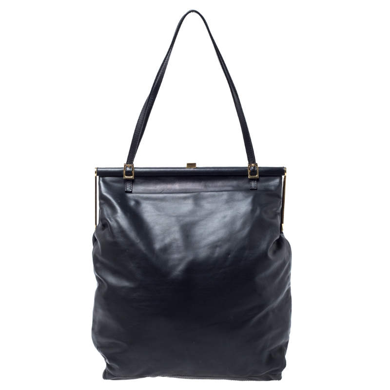 Marni Black Leather Frame Bag