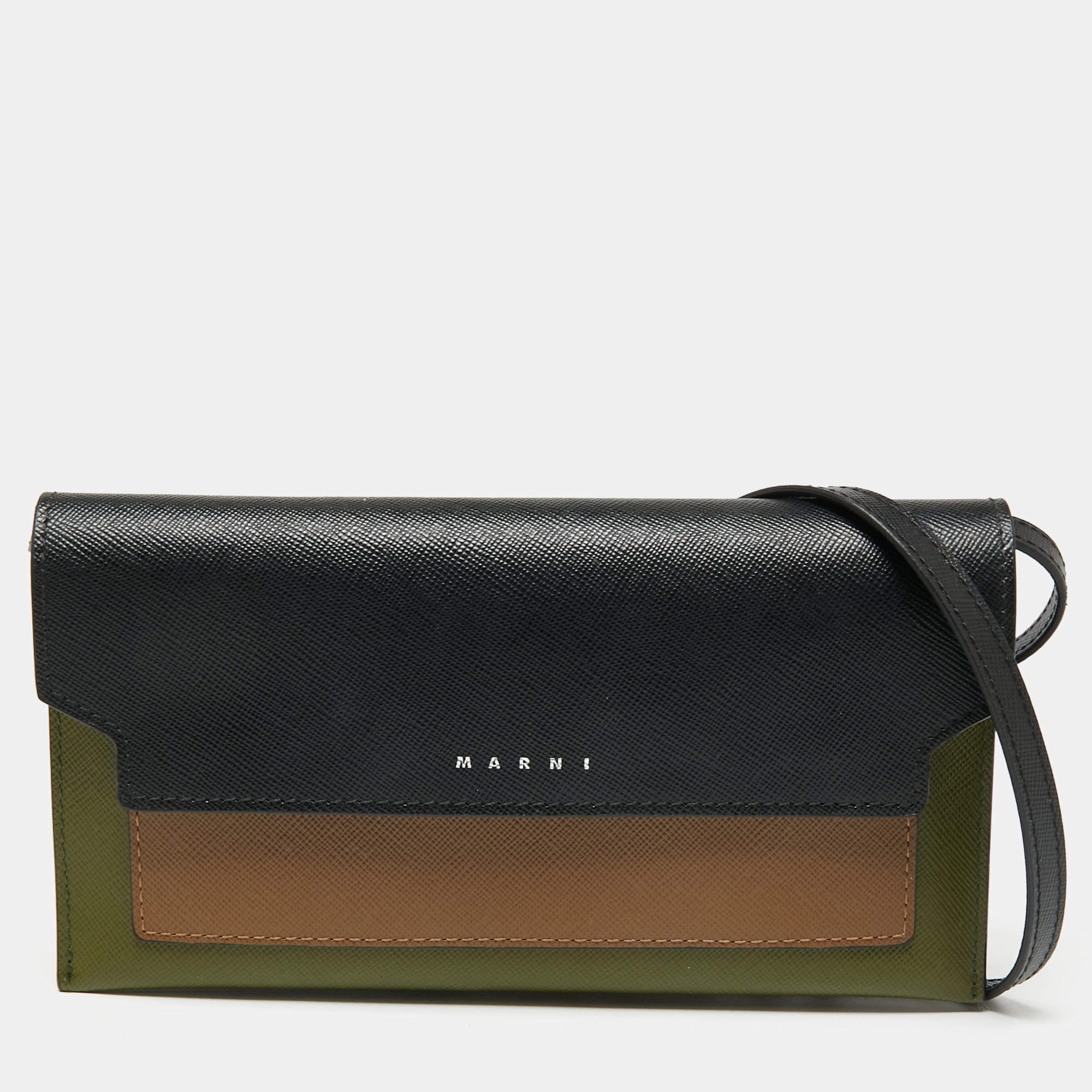 Marni Multicolor Leather Fold Over Pochette Bag