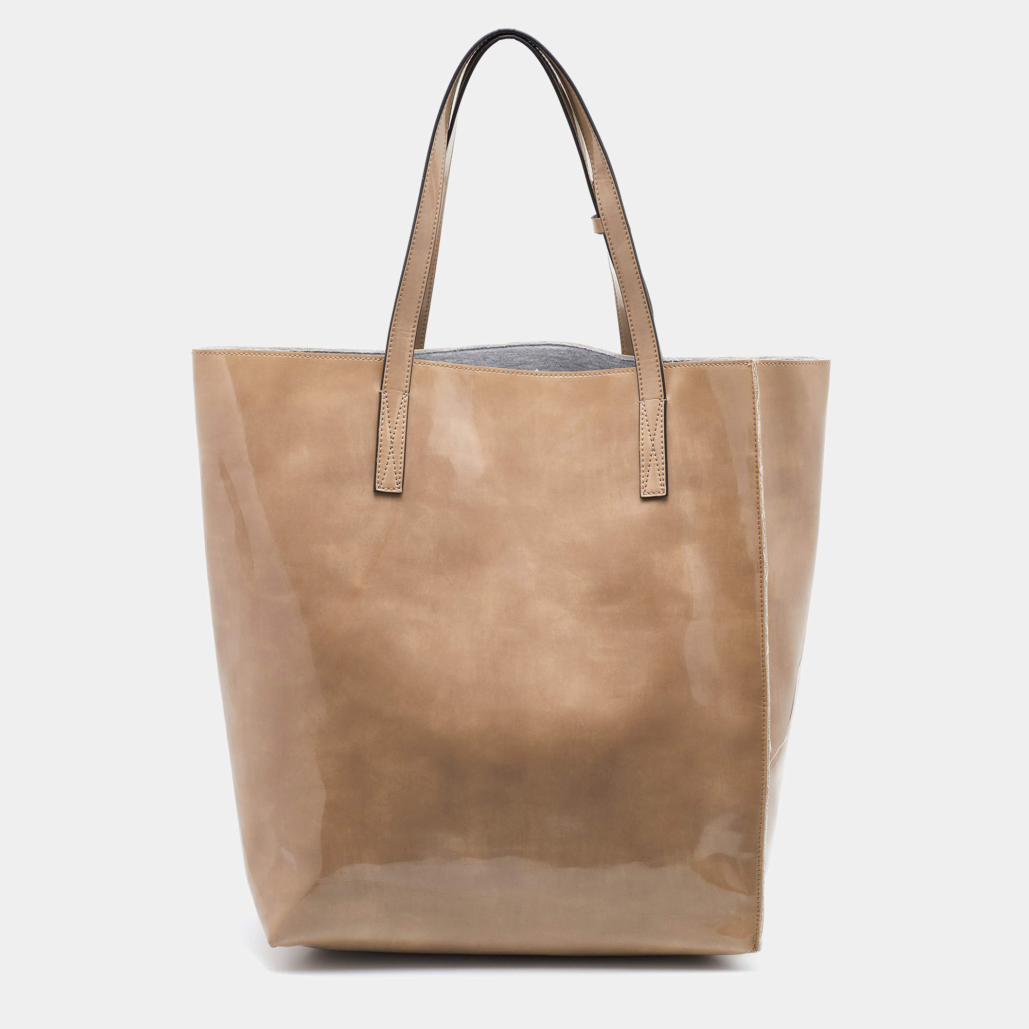 Pre Owned Marni Beige Patent Leather Tote