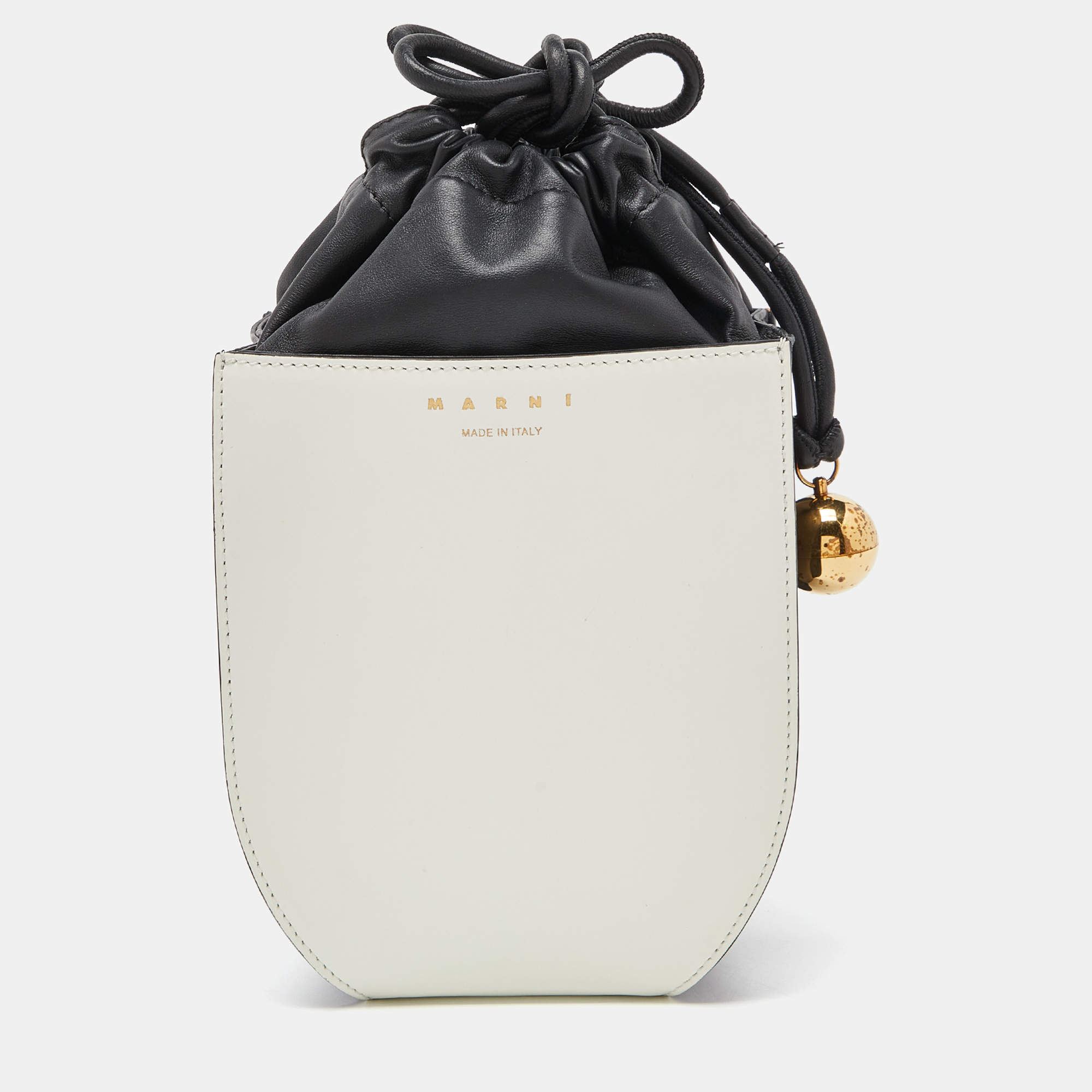 Marni Multicolor Leather Coffer Drawstring Clutch Bag