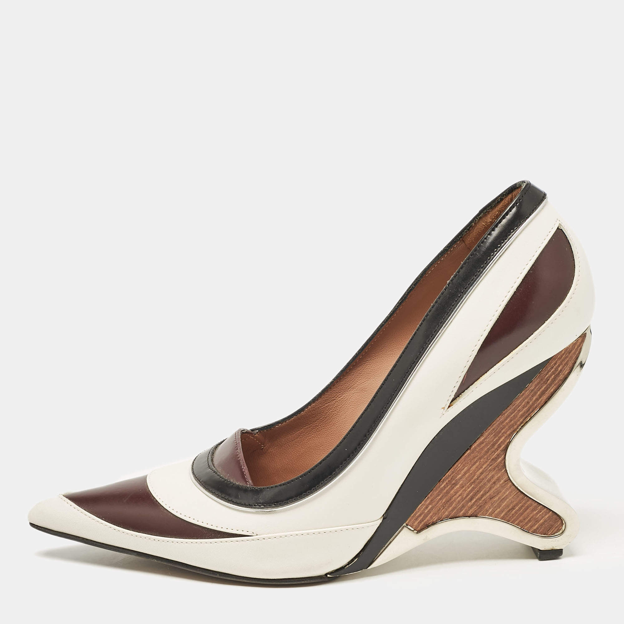 Marni Tricolor Leather Wedge Pumps Size 37