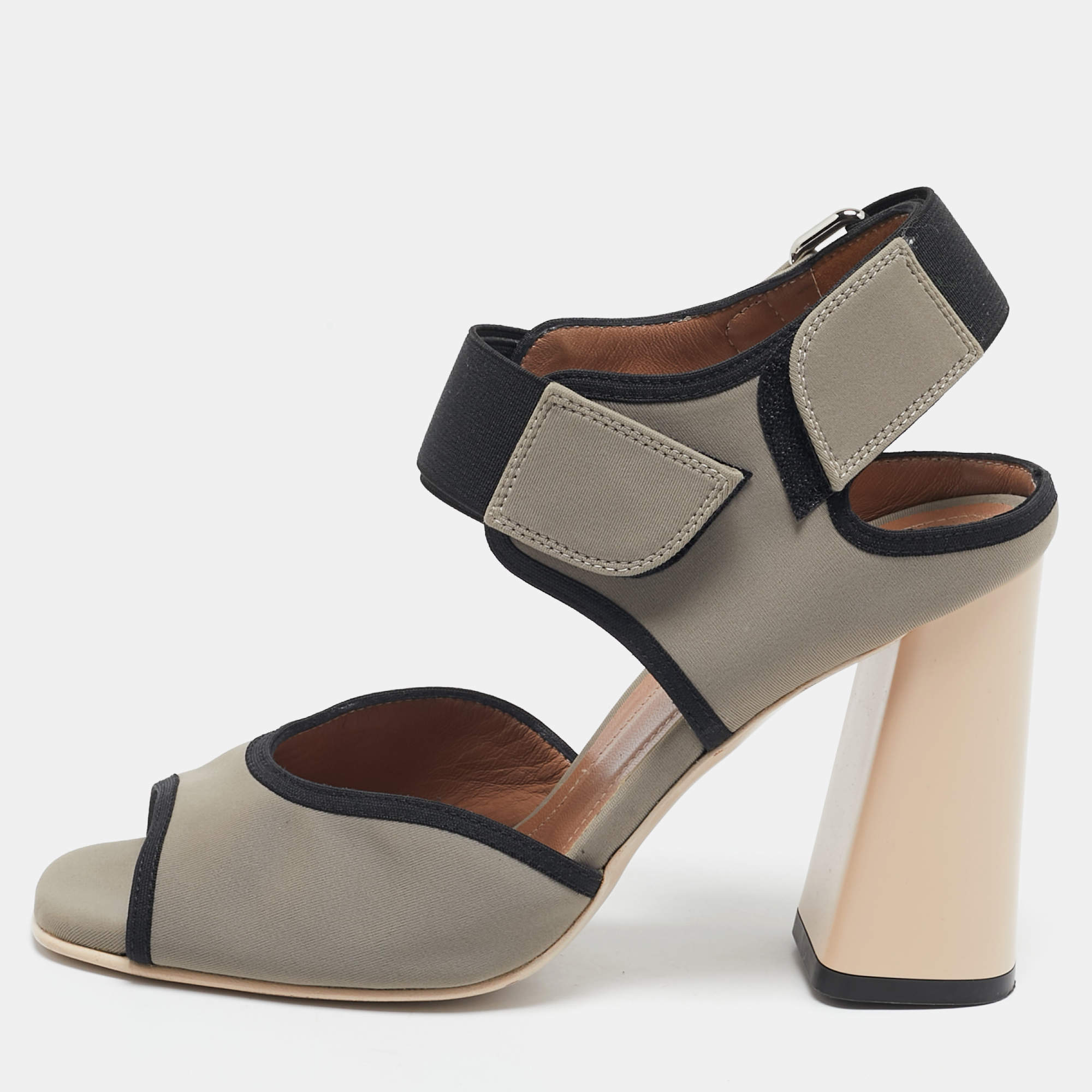 Marni Grey/black Neoprene Chomp Ankle Strap Sandals Size 36