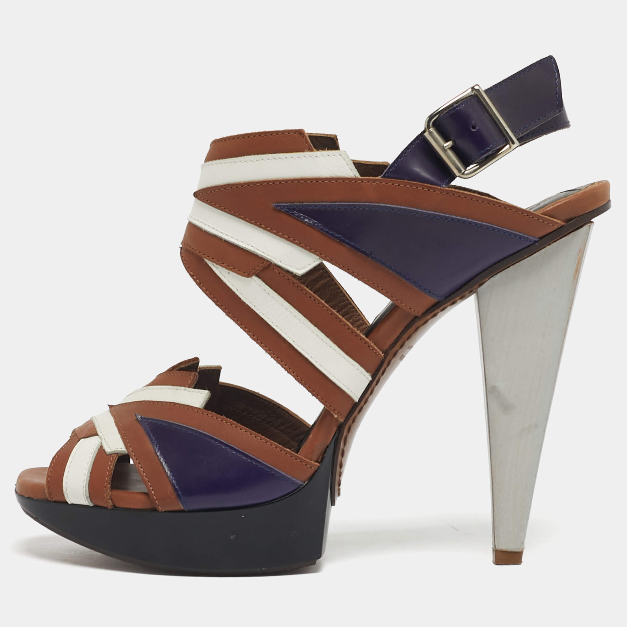 مملوكة مسبقًا Marni Size 38 Multicolor Leather Ankle Strap Sandals