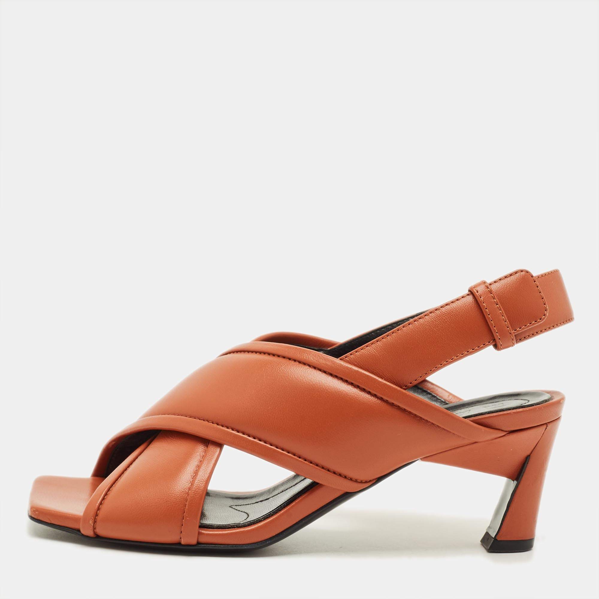 مملوكة مسبقًا Marni Size 36 Brown Leather Crisscross Slingback Sandals
