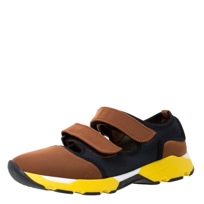 Marni Multicolor Neoprene and Mesh Scarpa Cutout Sneakers Size 37