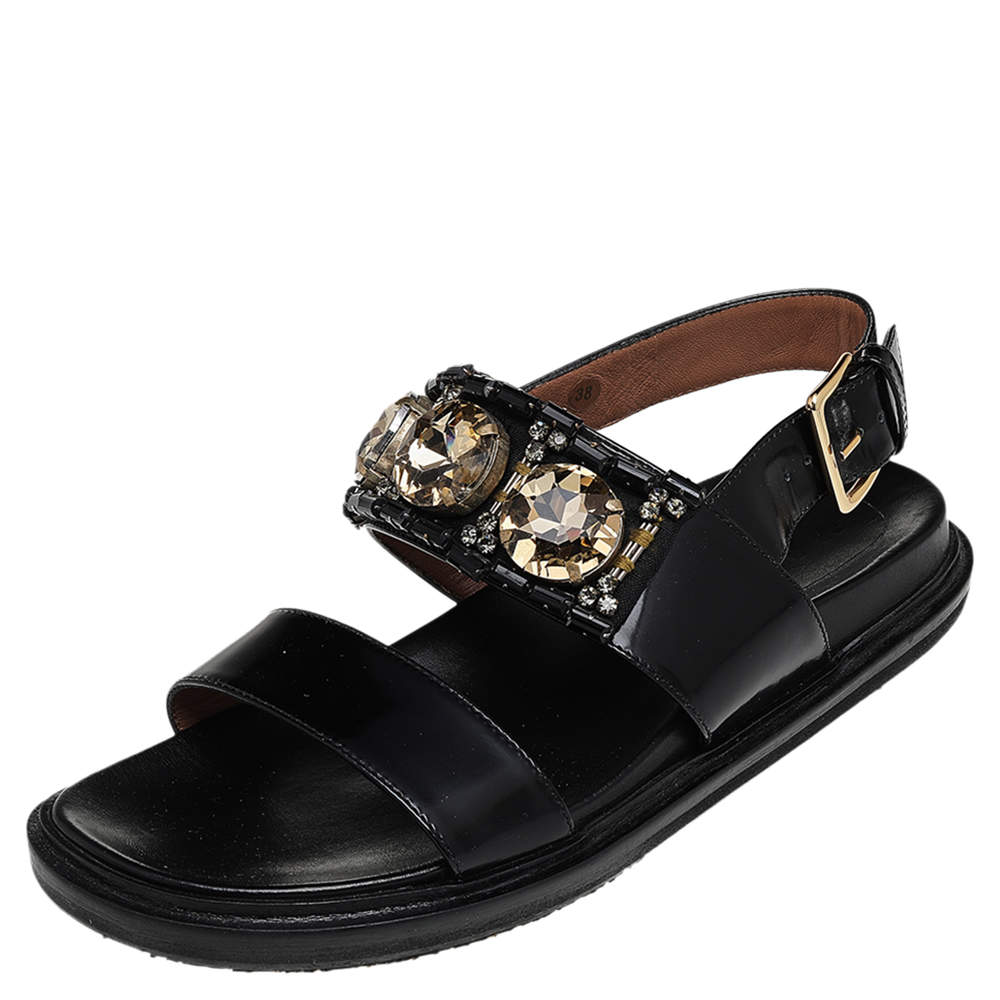 MARNI Fussbett Criscross Sandal in Black【関税・送料込】 Marni Fussbett Criss Cross Sandal in Black Curated at Jake