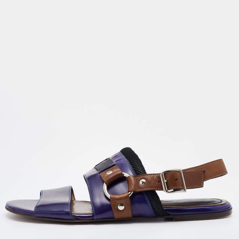 Marni Tricolor Patent Leather Flat Sandals Size 40