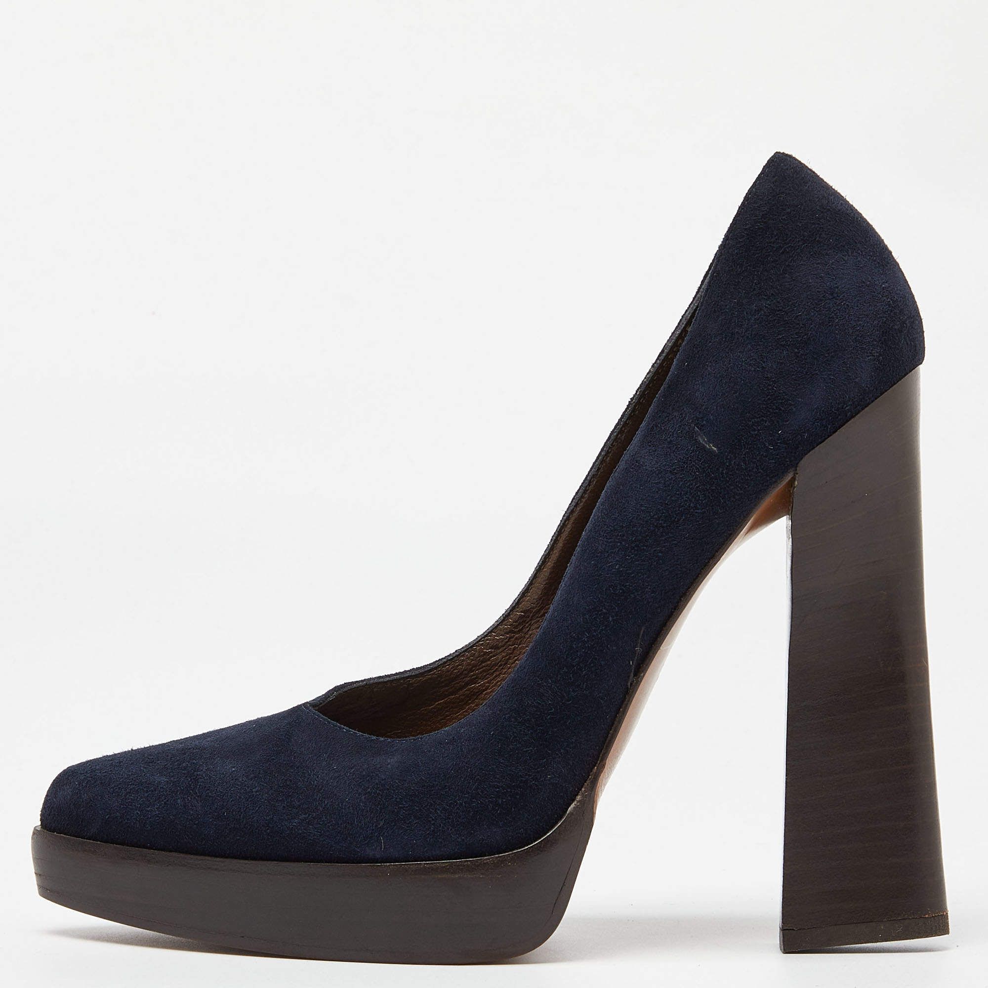 Marni Blue Suede Pointed Toe Platform Pumps Size 38