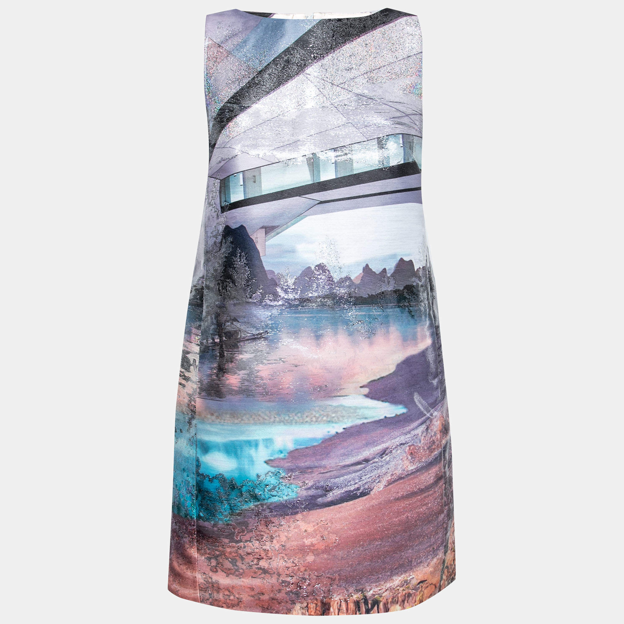 Mary Katrantzou Multicolor Lurex Insert Jacquard Desert Walker Sleeveless Lupin Dress S