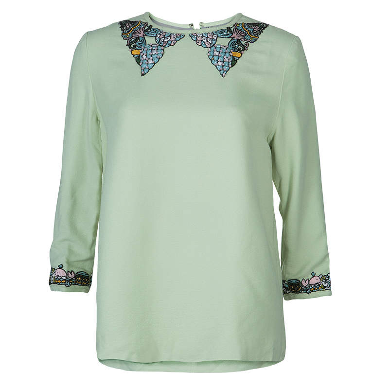 Mary Katrantzou Green Embellished Top M