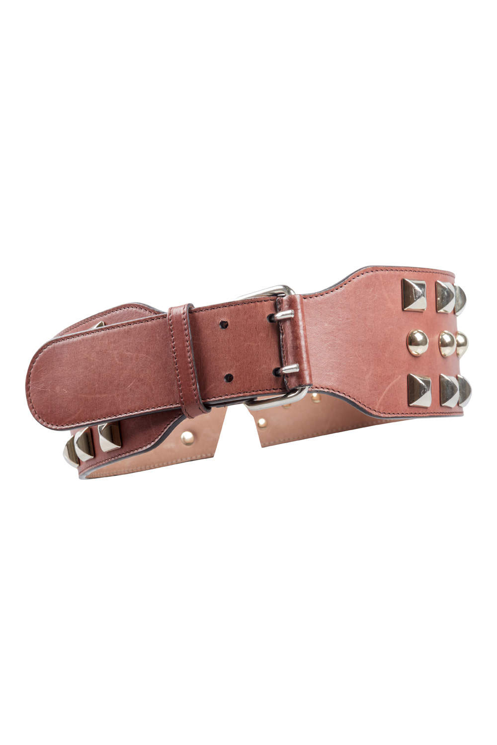 Matthew Williamson Brown Leather Studded Waist Belt 85CM