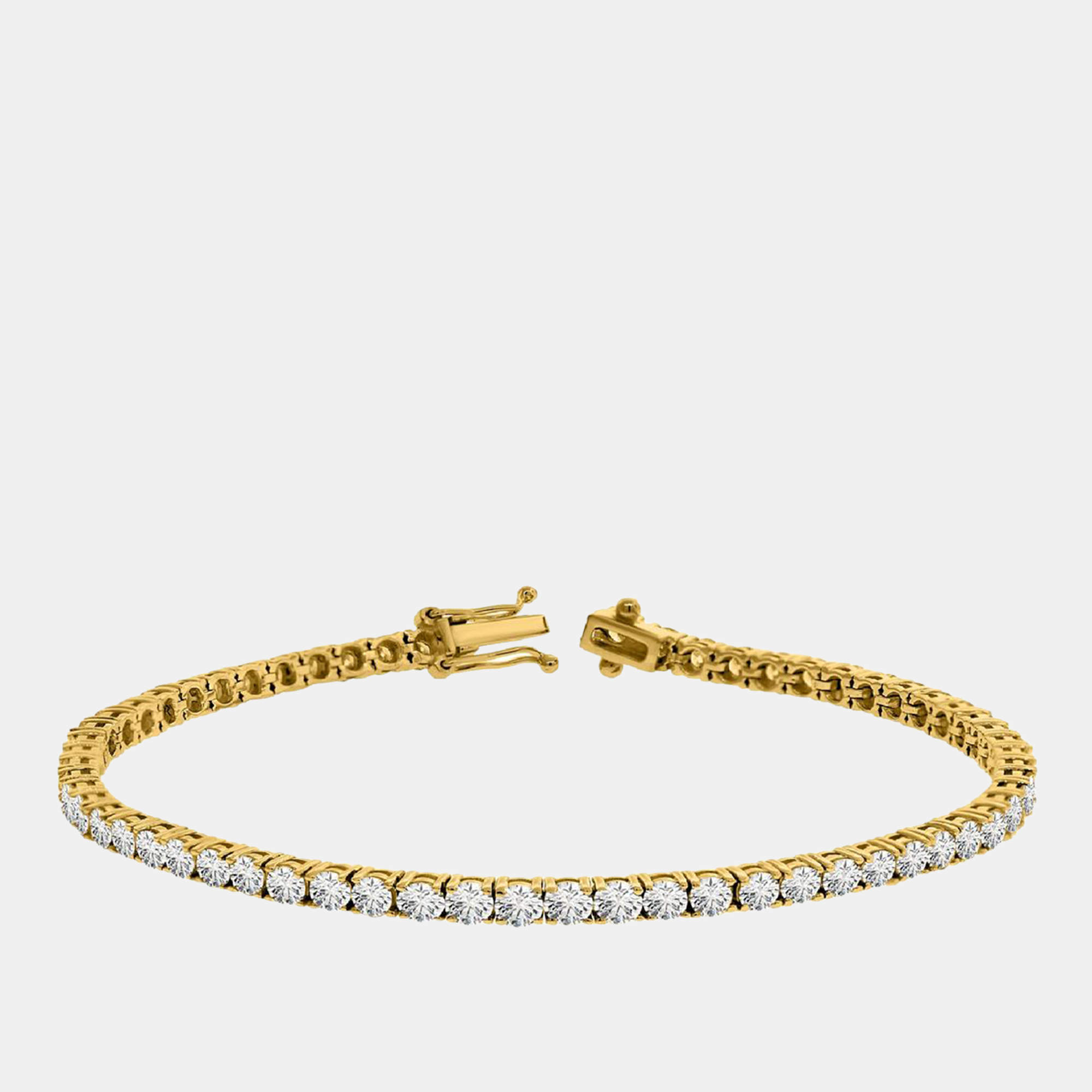 مملوكة مسبقًا 4.00 cts Brilliant Round Lab Grown Diamond 14K Solid Yellow Gold 7" Tennis Bracelet
