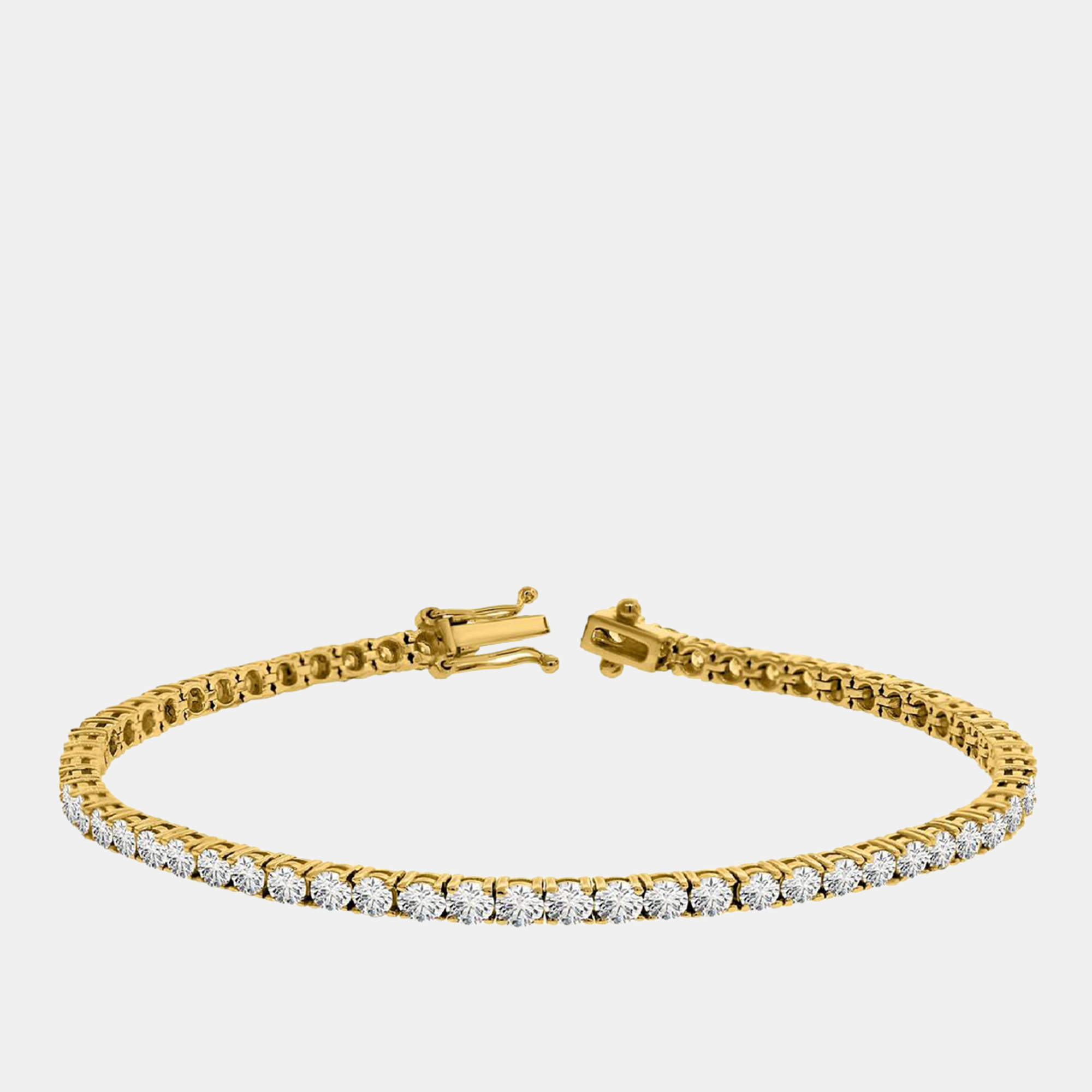مملوكة مسبقًا 5.00 cts Brilliant Cut Round Lab Grown Diamond 14K Solid Yellow Gold 7" Tennis Bracelet