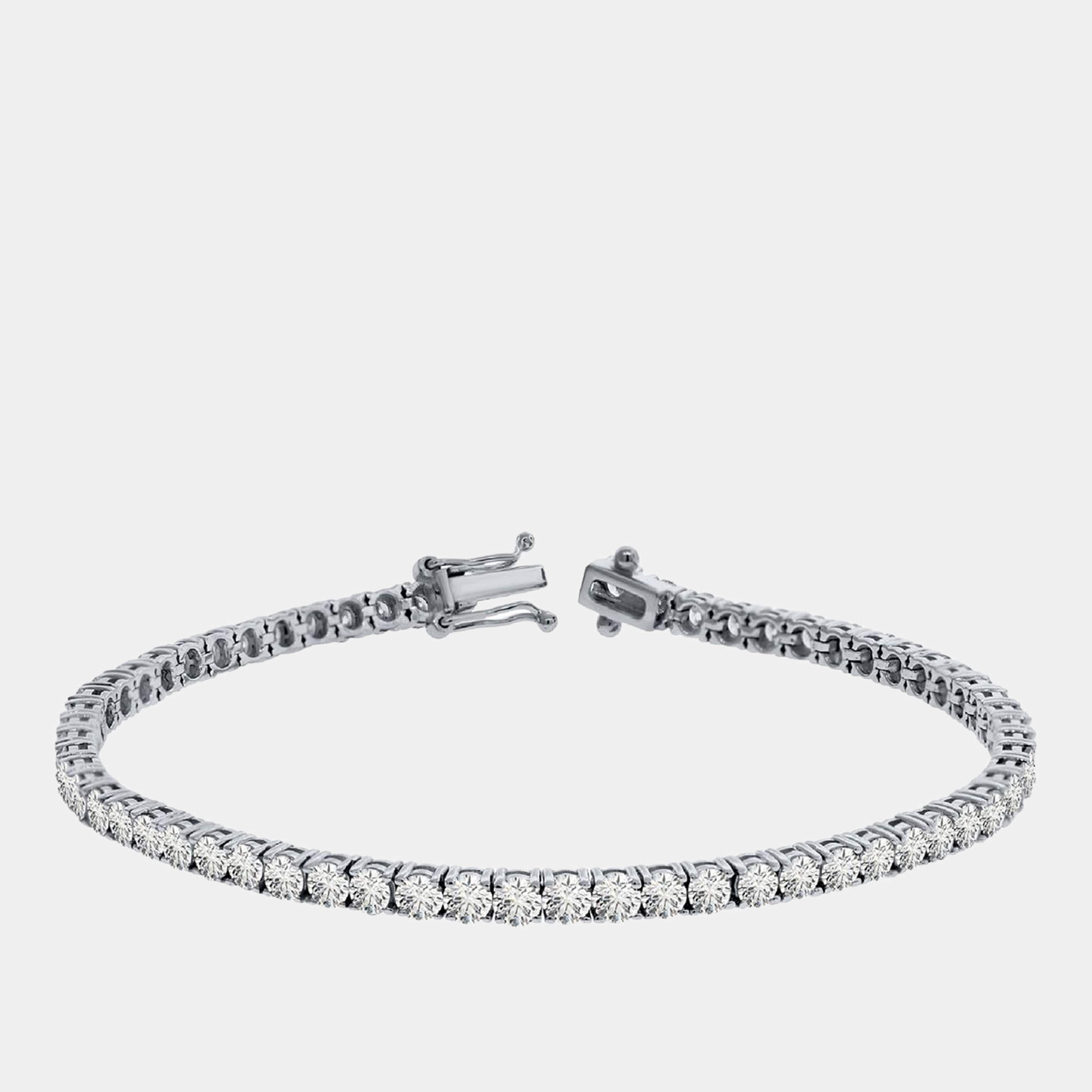 مملوكة مسبقًا 10.00 cts Brilliant Cut Round Lab Grown Diamond 14K Solid White Gold 7" Tennis Bracelet