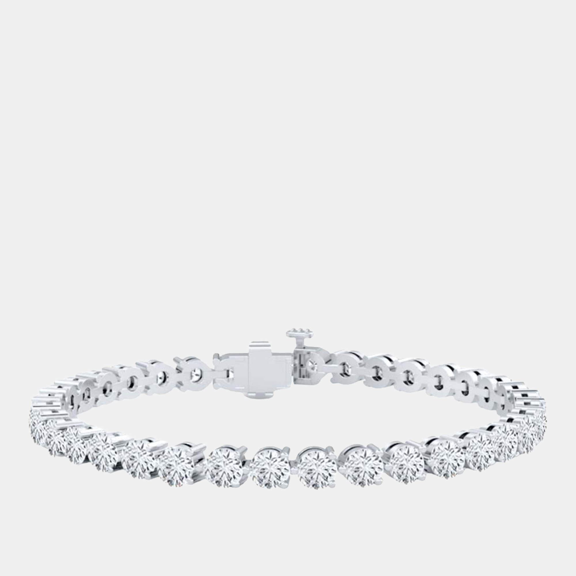 مملوكة مسبقًا 10.00 cts Brilliant Cut Lab Grown Diamond 14K White Gold 3 Prong Tennis Bracelet