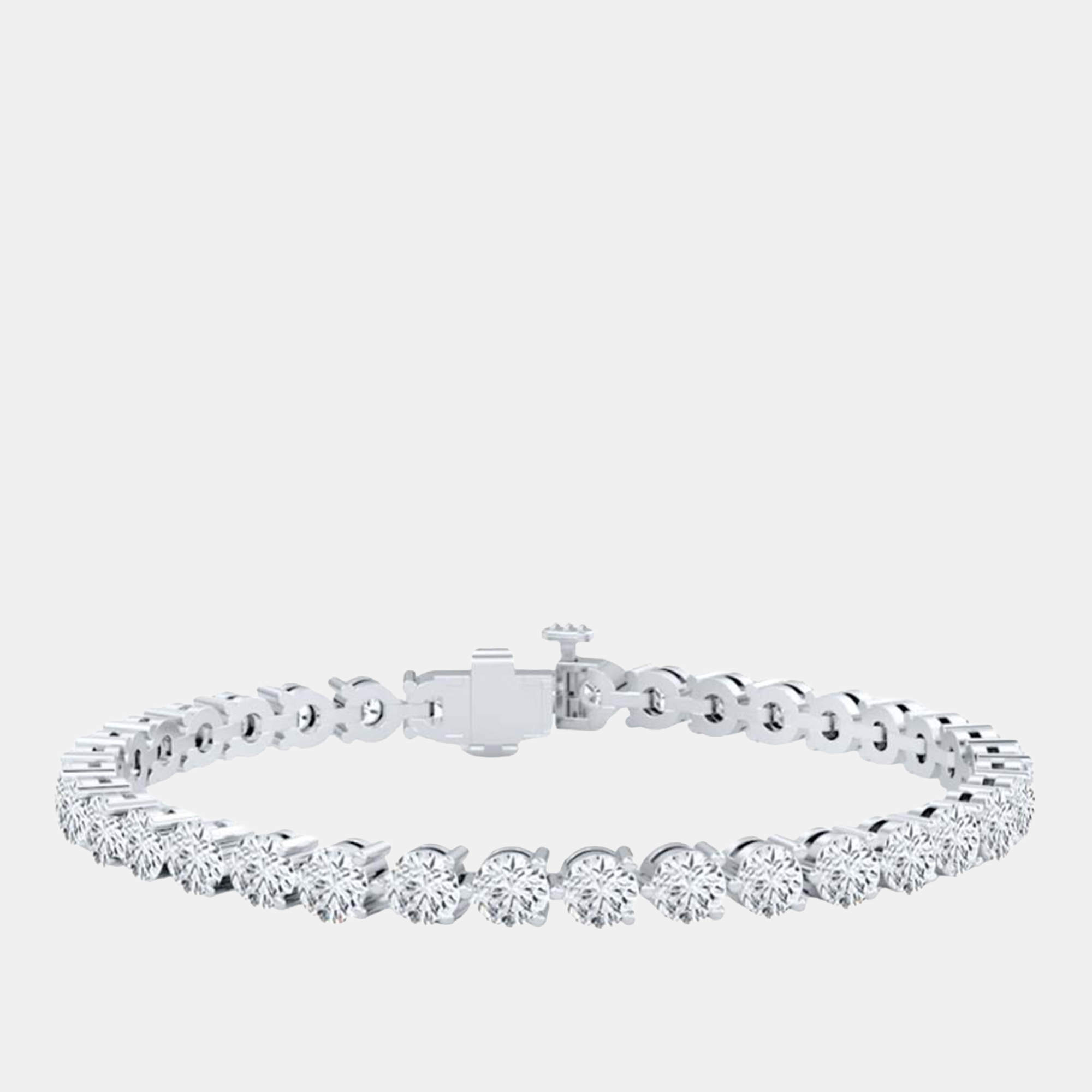 Pre Owned 12.00 cts Brilliant Cut Lab Grown Diamond 14K White Gold 3 Prong Tennis Bracelet