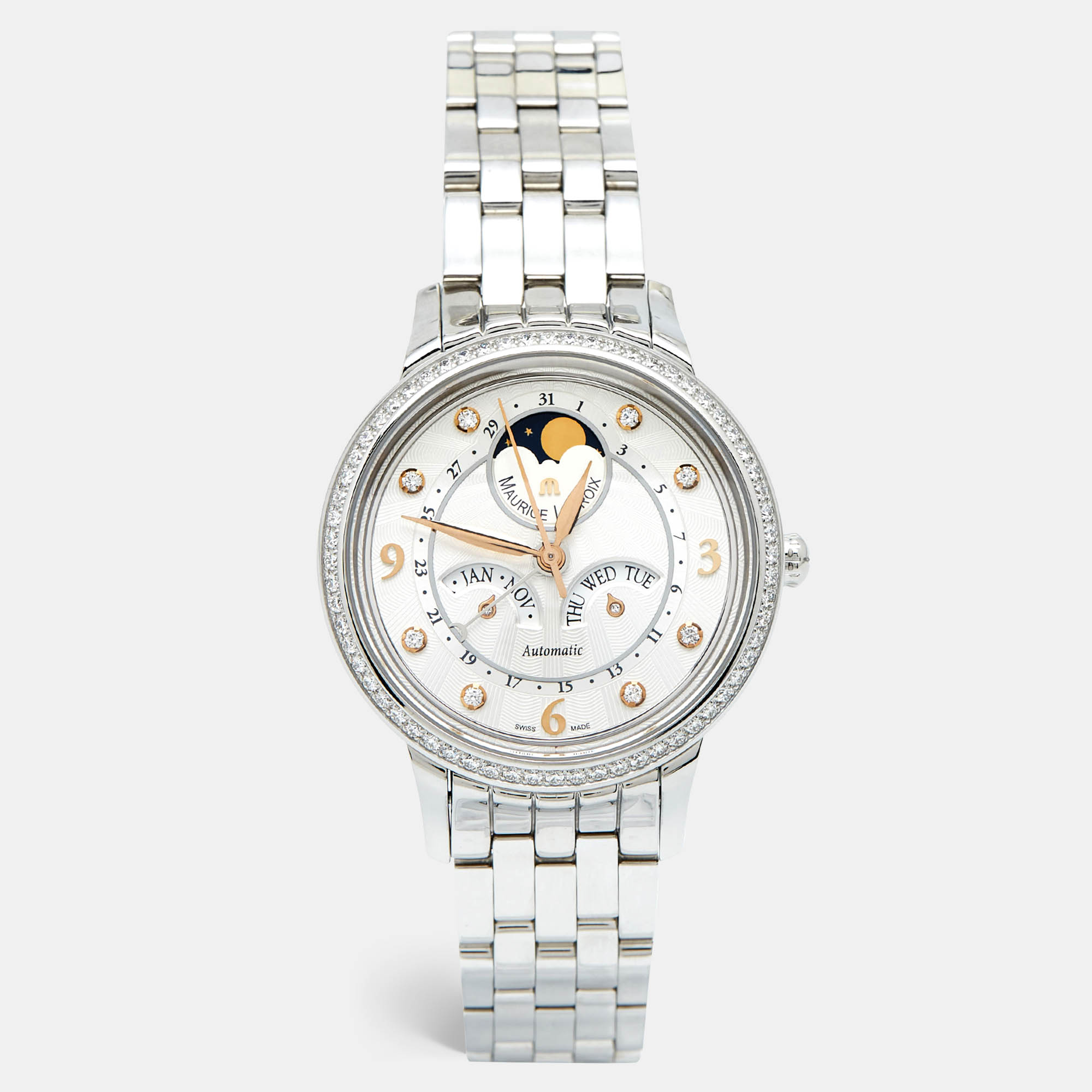 Maurice Lacroix Silver Stainless Steel Diamond Starside SD6107-SD502-15E-1 Women's Wristwatch 38 mm