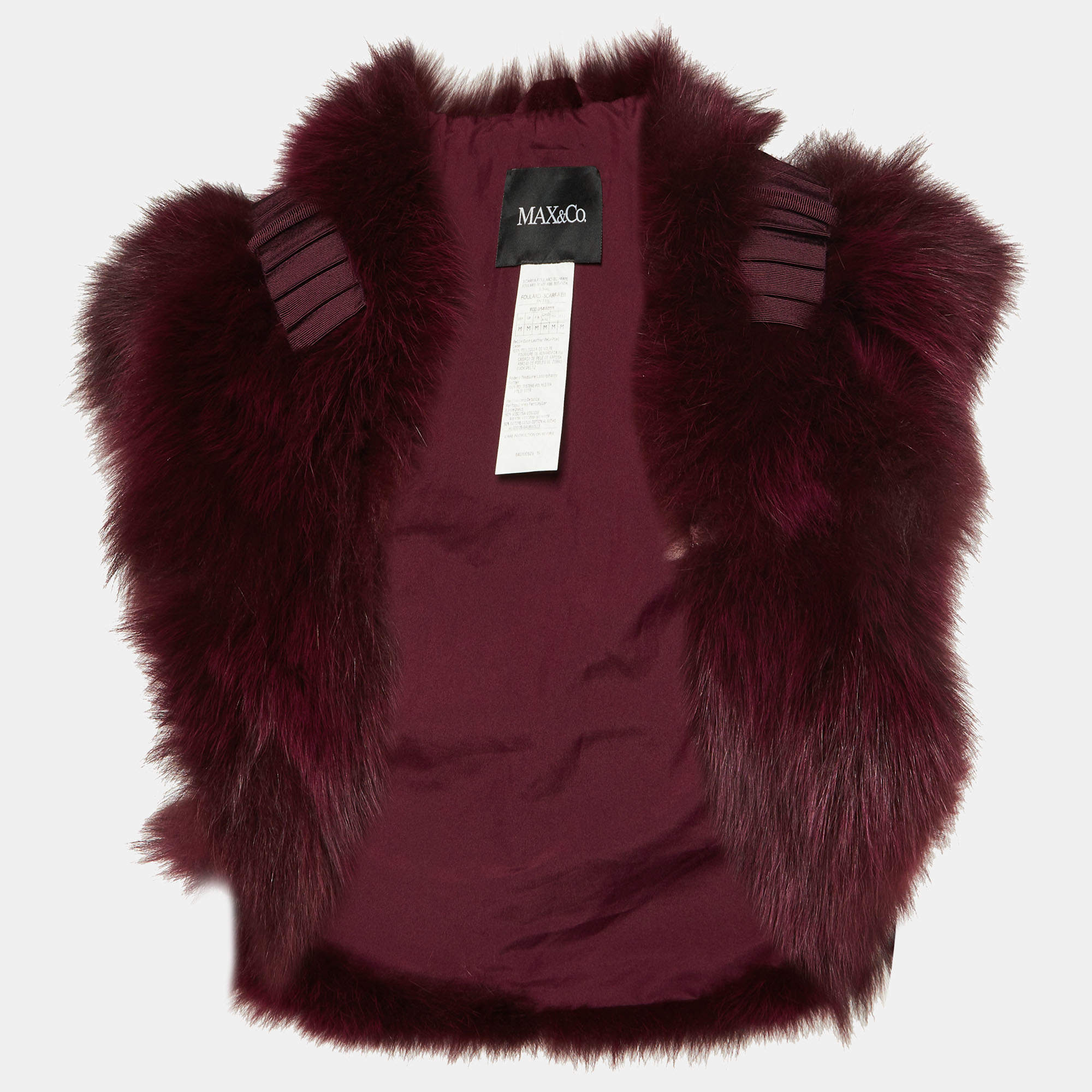 Max&Co. Burgundy Fox Fur Short Vest M