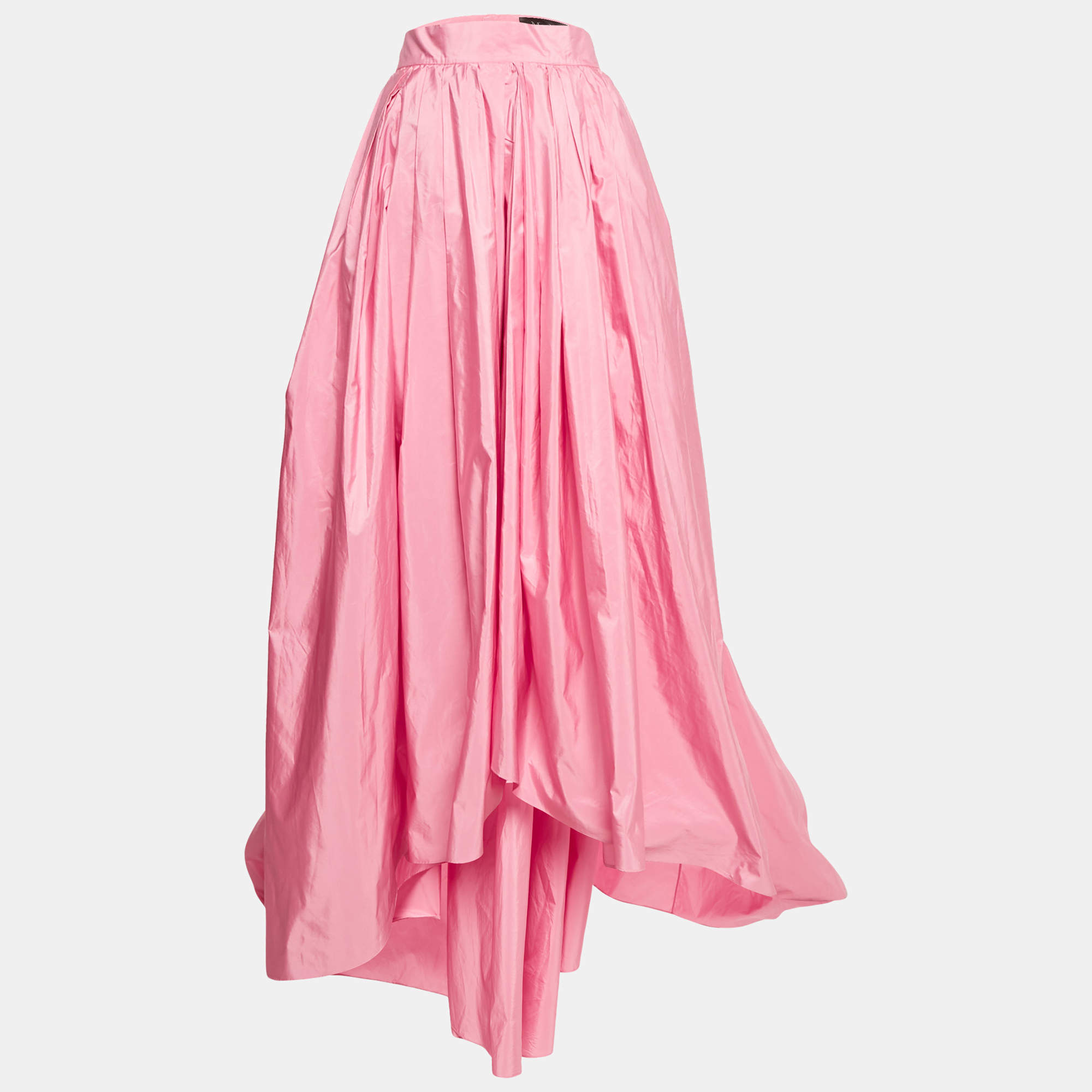 Max Mara Pink Taffeta Pleated Asymmetric Arancio Skirt M