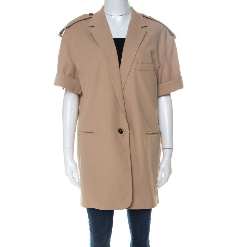 Pre Owned Max Mara Beige Cotton Half Sleeve Mayaka Jacket L