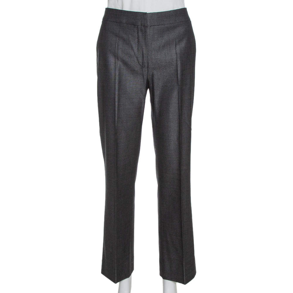 Pre Owned Max Mara Black Wool & Silk Tailored Pants M