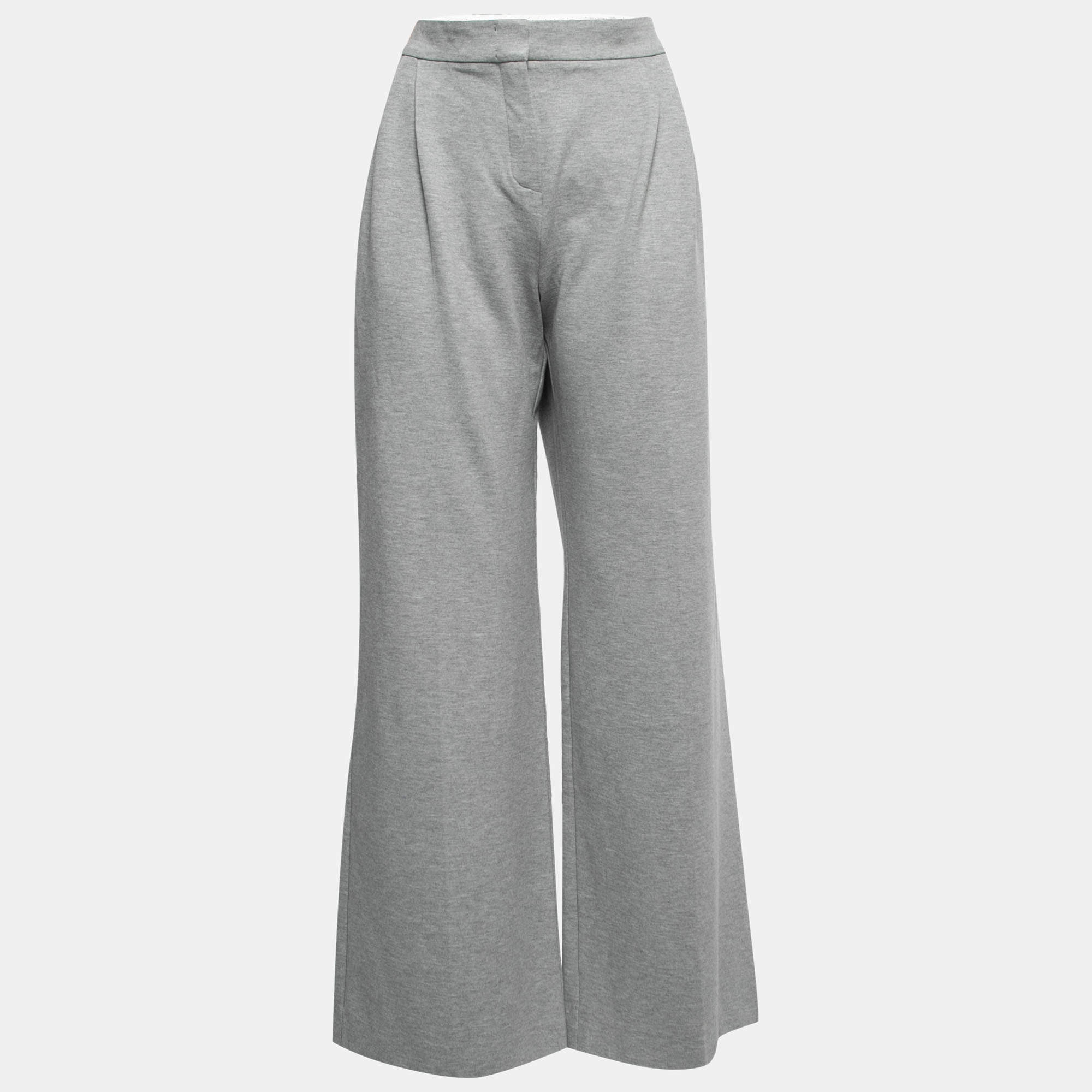 Max Mara Grey Jersey Wide Leg Pants L