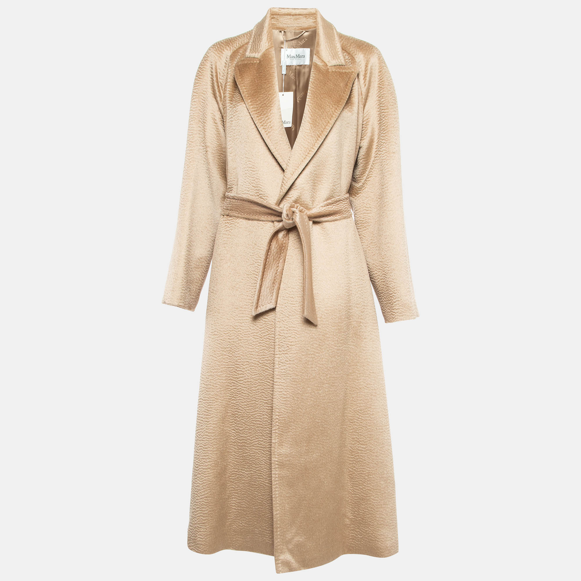 Max Mara Beige Alpaca Wool Belted Bormio Coat L
