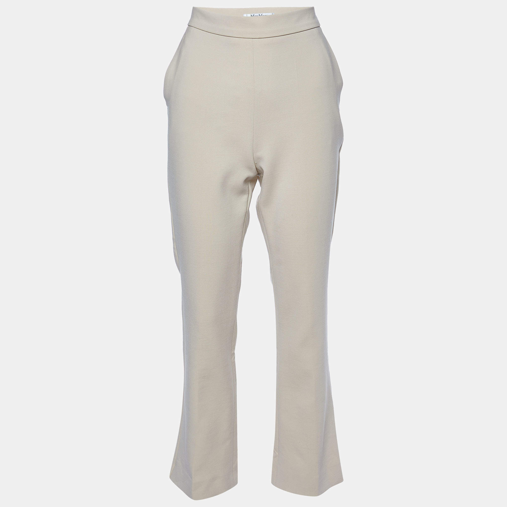 Max Mara Beige Wool Tailored Trousers M