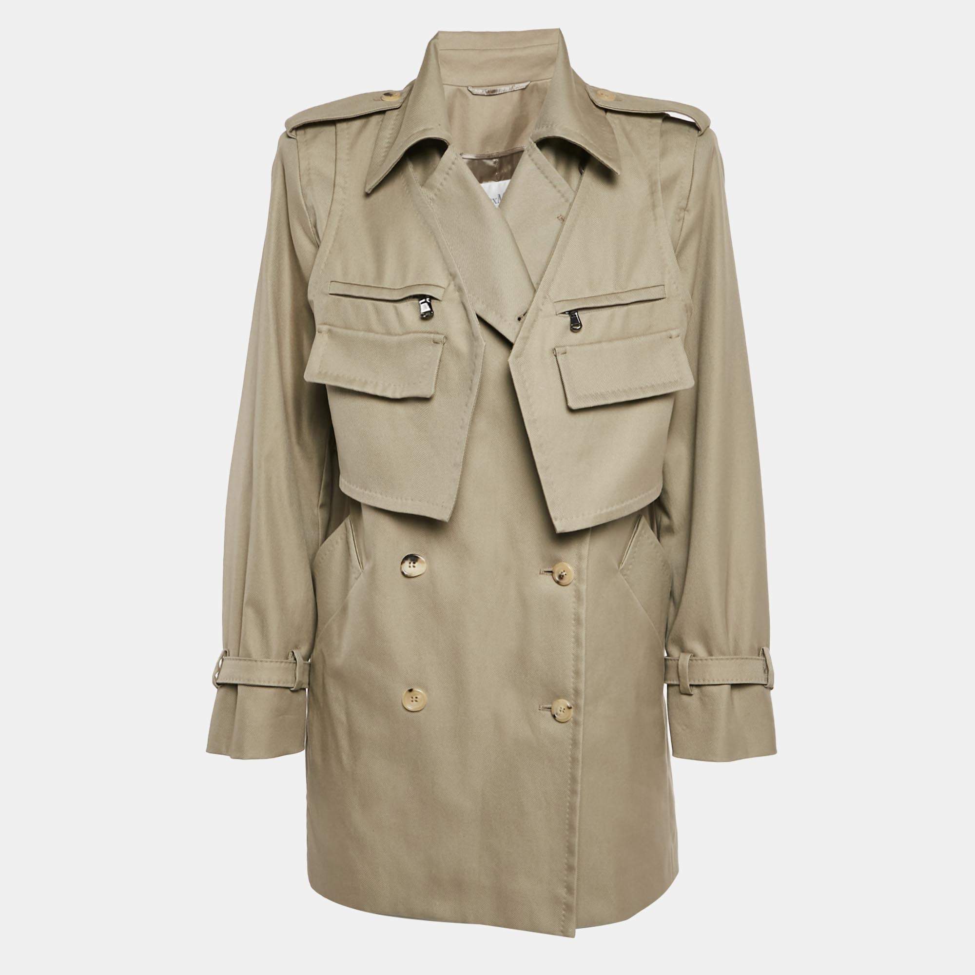 Max Mara Sfilata Khaki Green Gabardine Double Breasted Peonie Jacket S