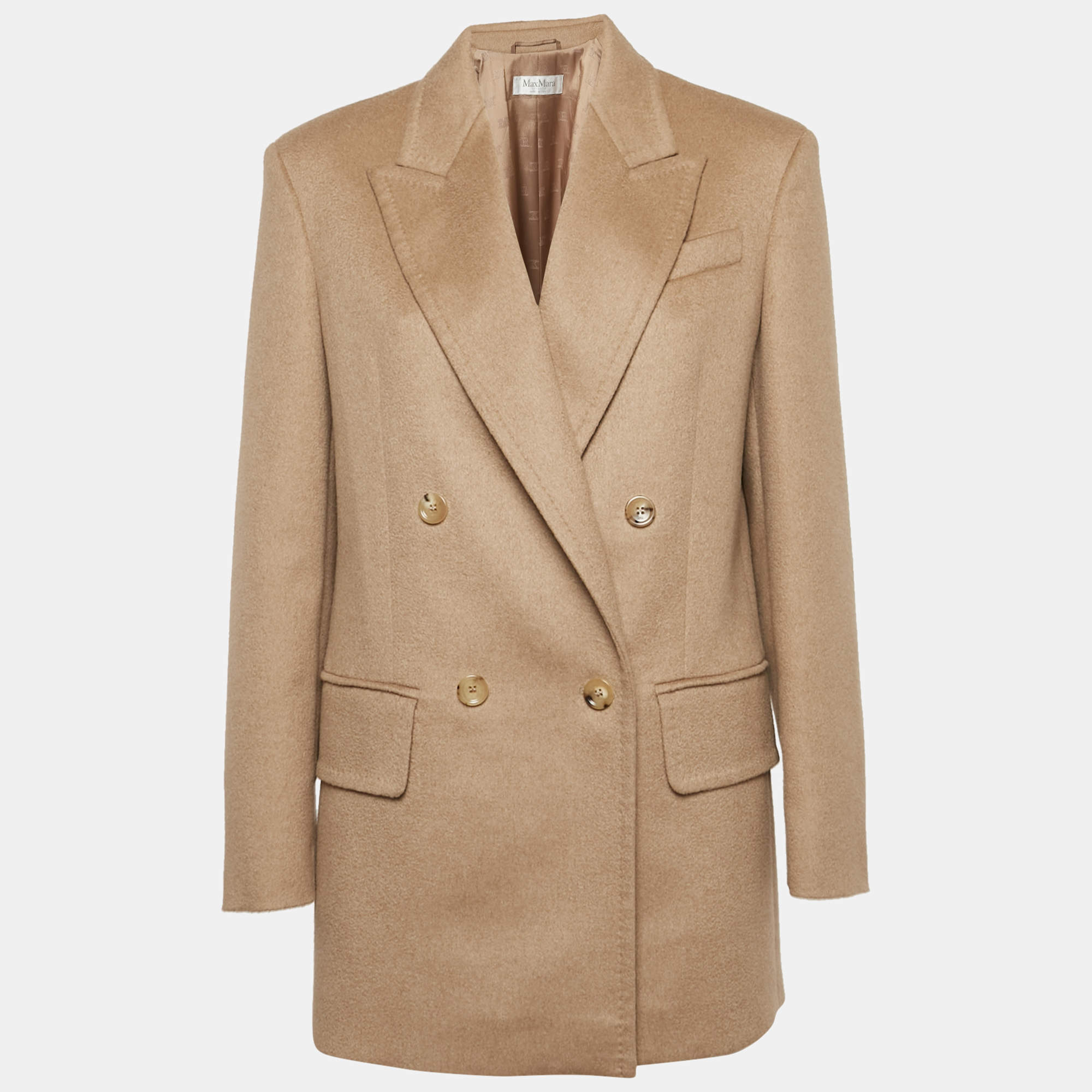 Max Mara Sfilata Beige Camel Felt Double Breasted Blazer M