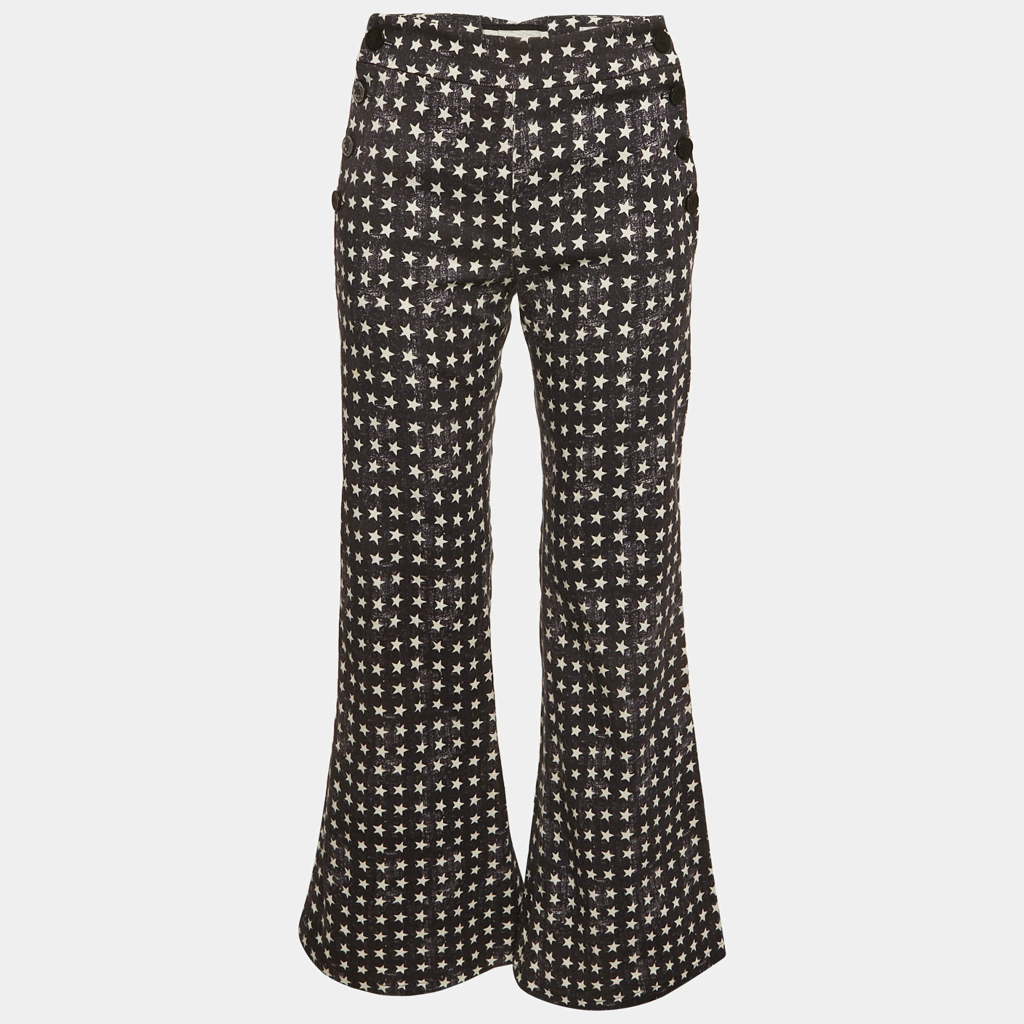 مملوكة مسبقًا بنطلون ماكس مارا سفيلاتا جينز أسود بطباعة نجوم واسع مقاس صغير (سمول)