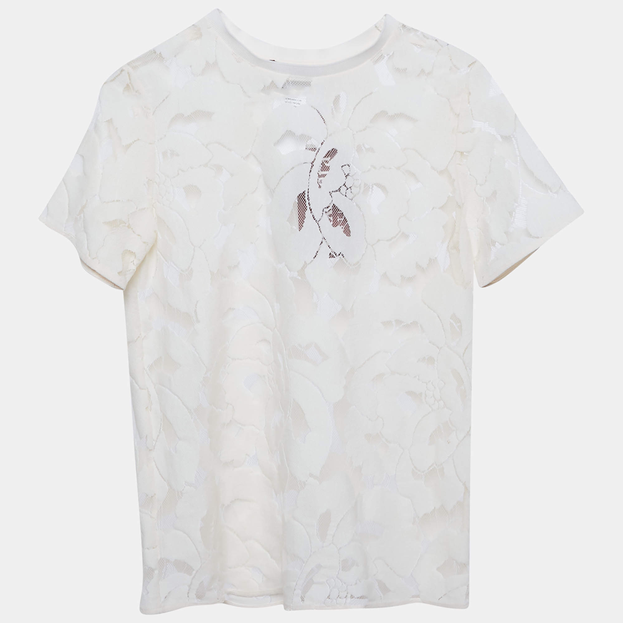 Max Mara Studio Cream Lace Sheer Top S