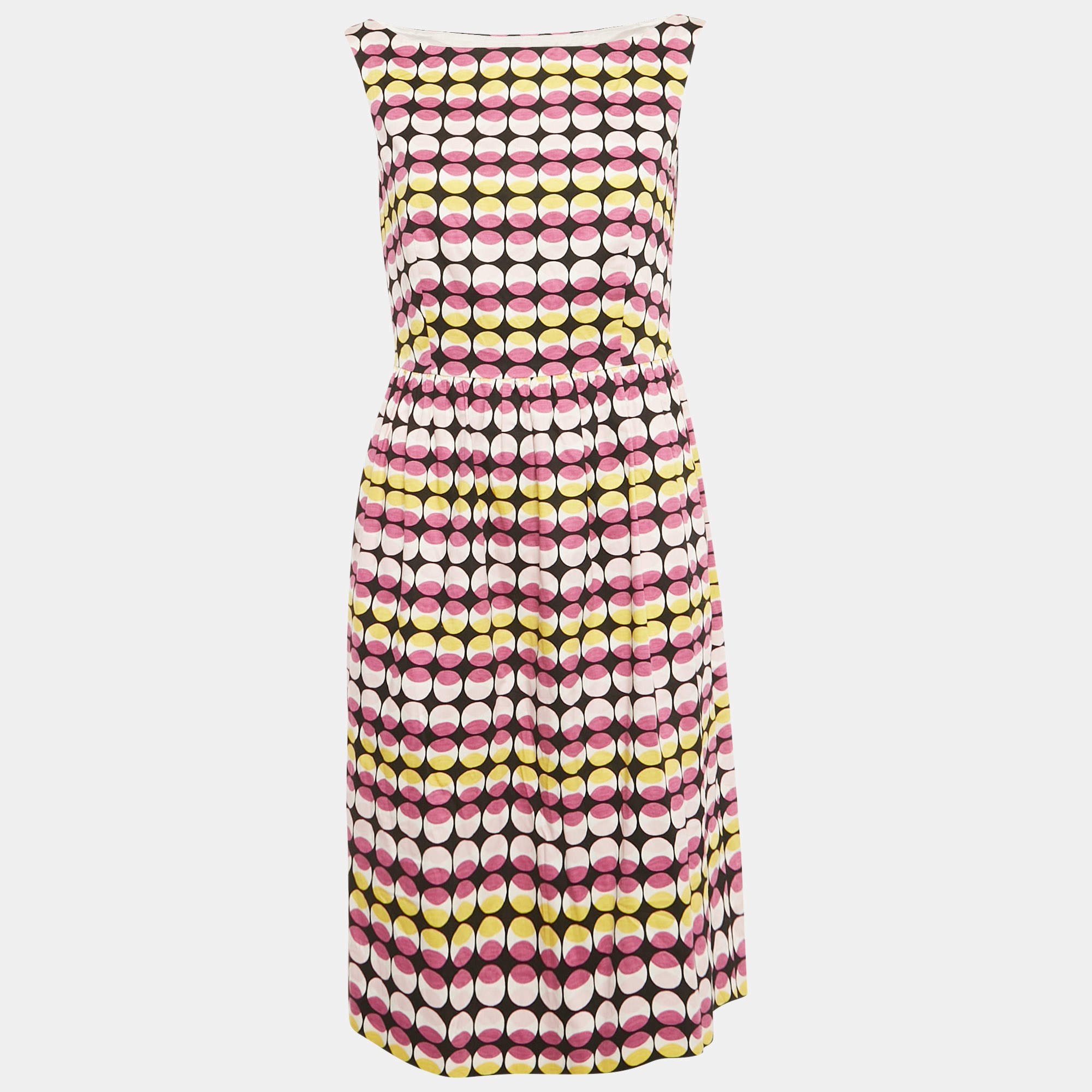 Pre Owned Max Mara Studio Pink Printed Cotton Short Dress M