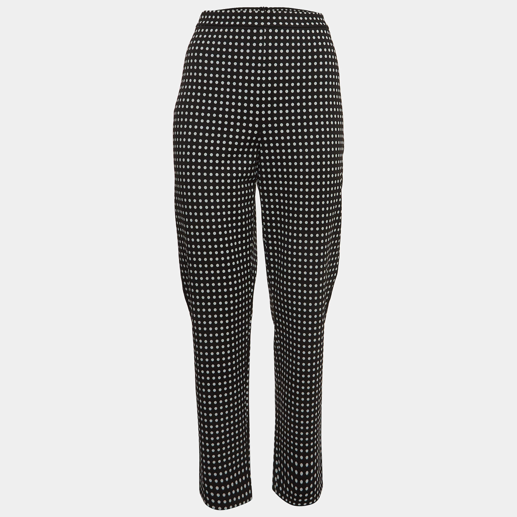Max Mara Studio Black Print Stretch Knit Pants L