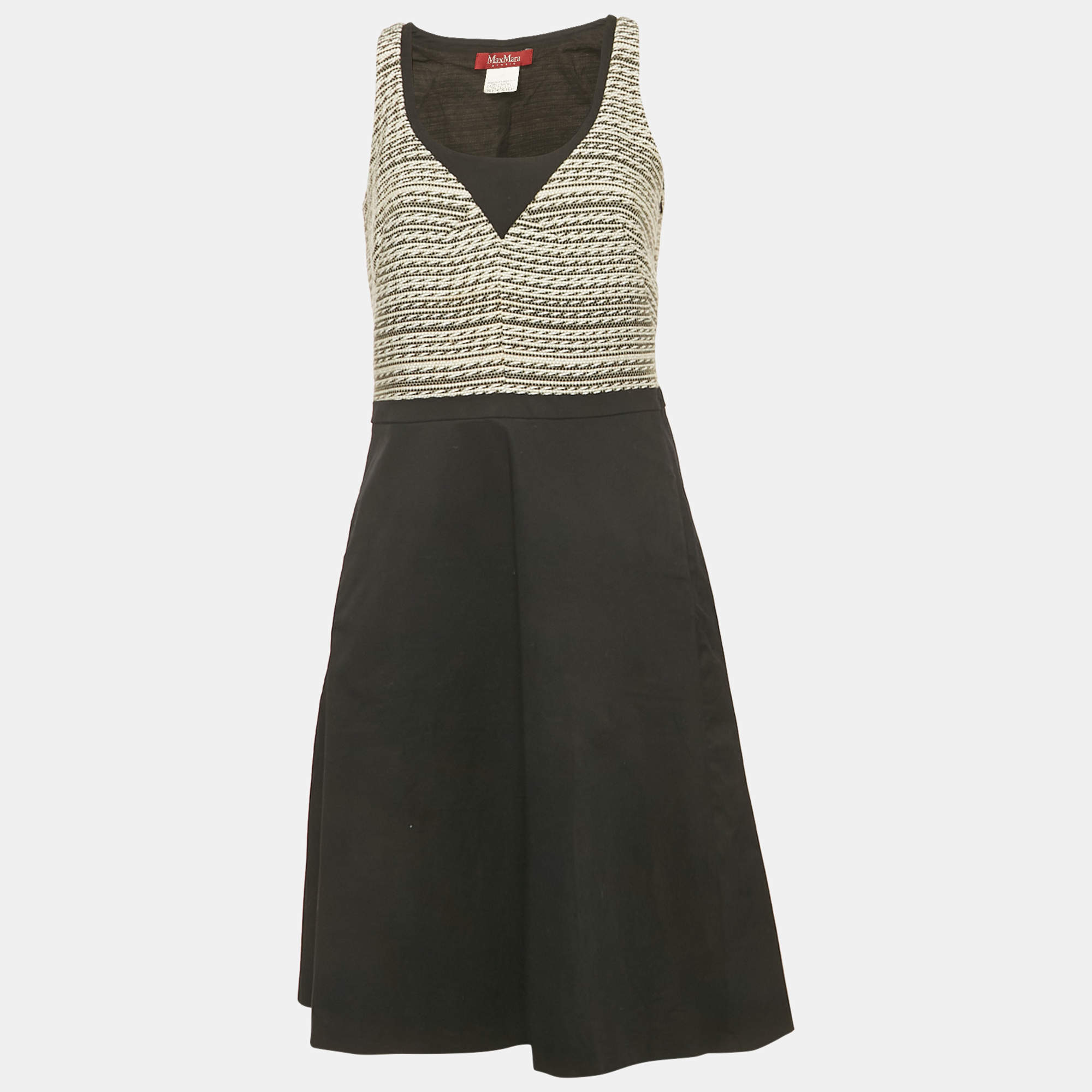 Pre Owned Max Mara Studio Black Cotton Sleeveless Short Dress M