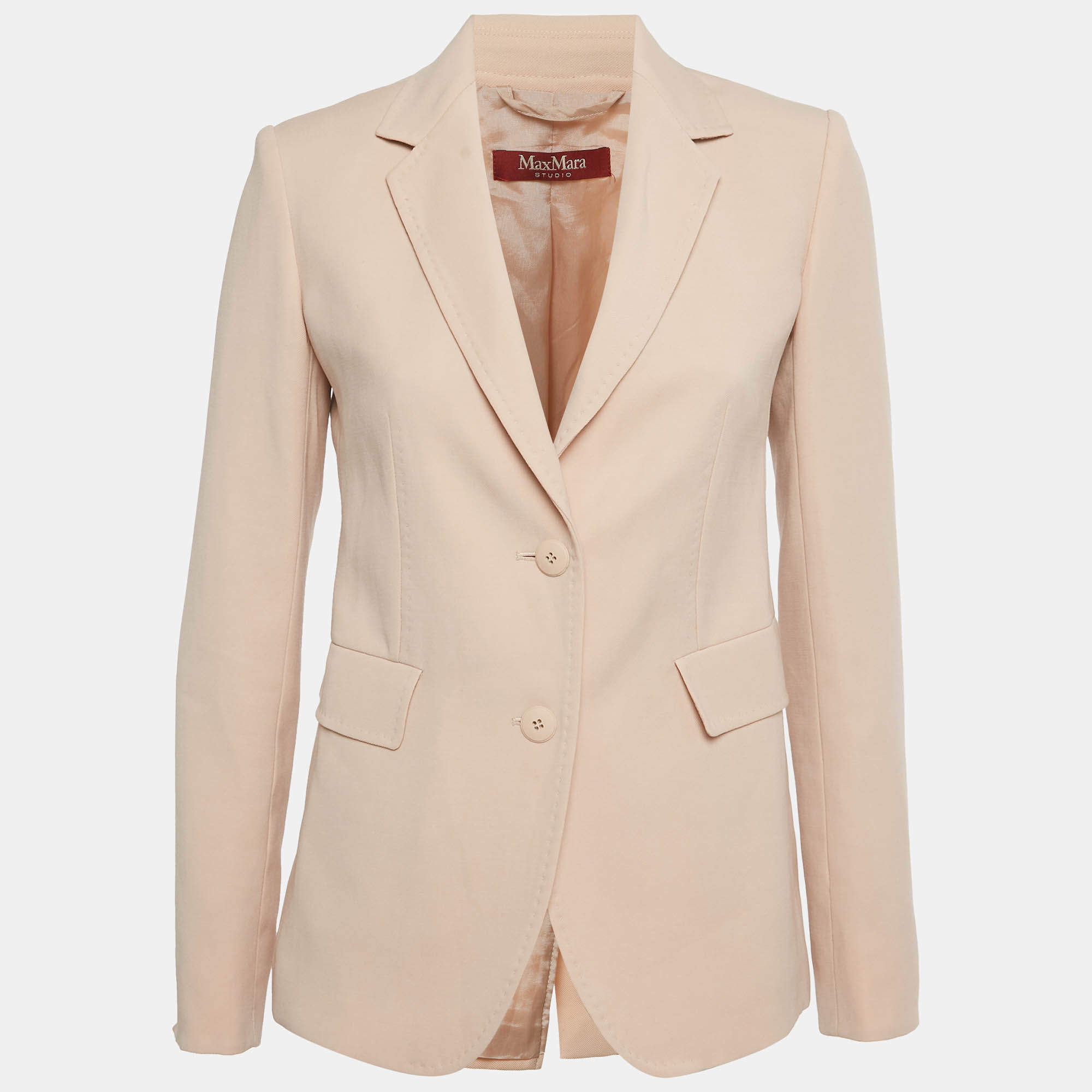 Pre Owned Max Mara Studio Pink Wool Regular Fit Blazer S