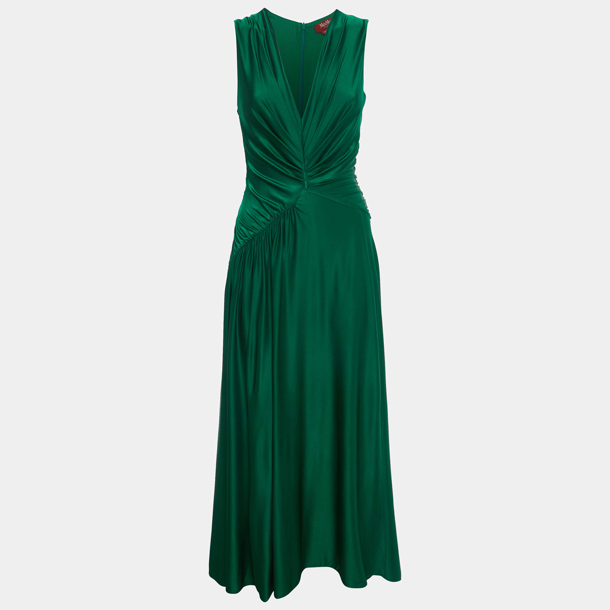 Pre Owned Max Mara Studio Green Jersey Maxi Dress S